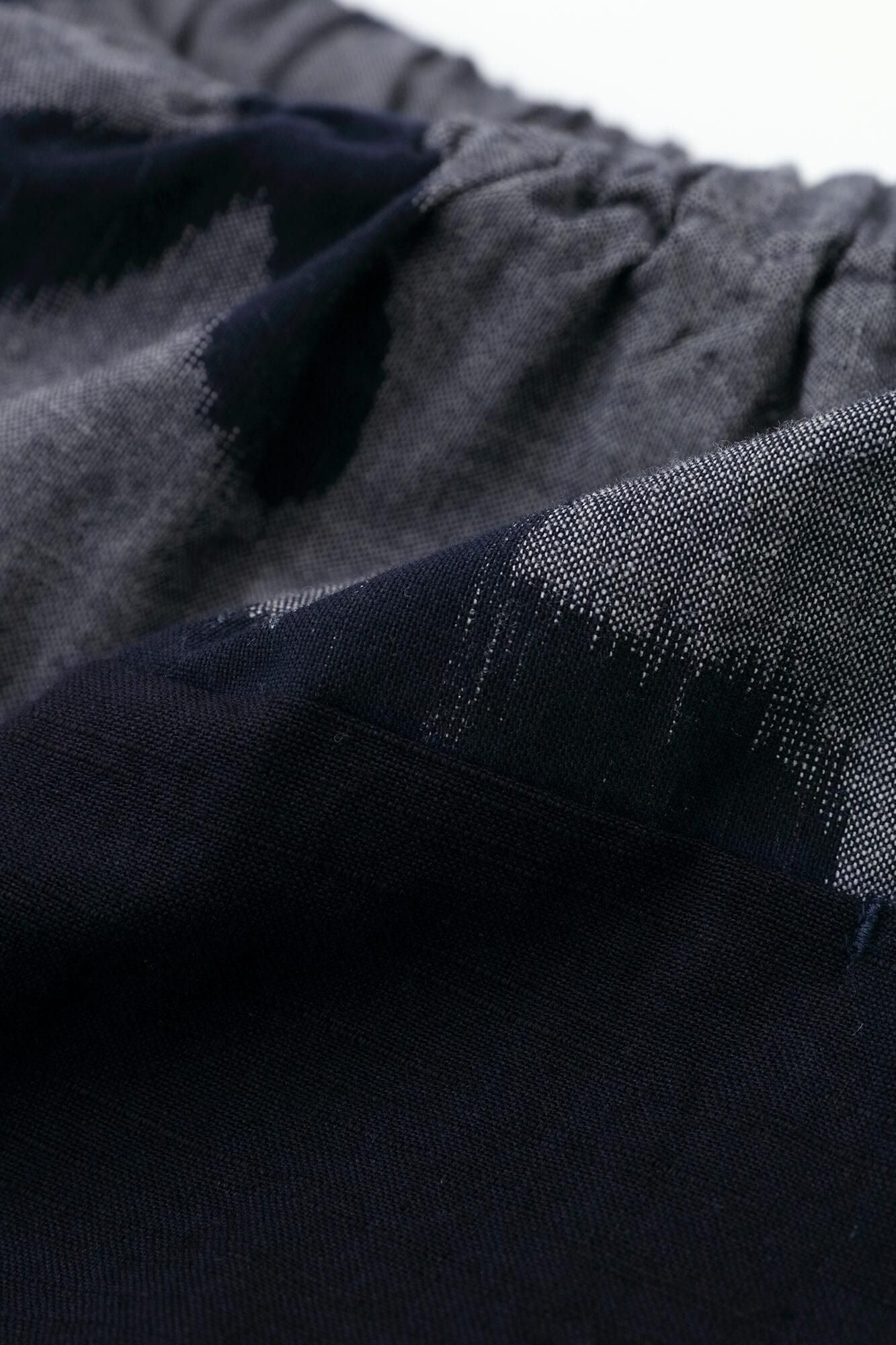 久留米織 和服帶長褲蘿蔔草夢佩/灰藍色×深藍色