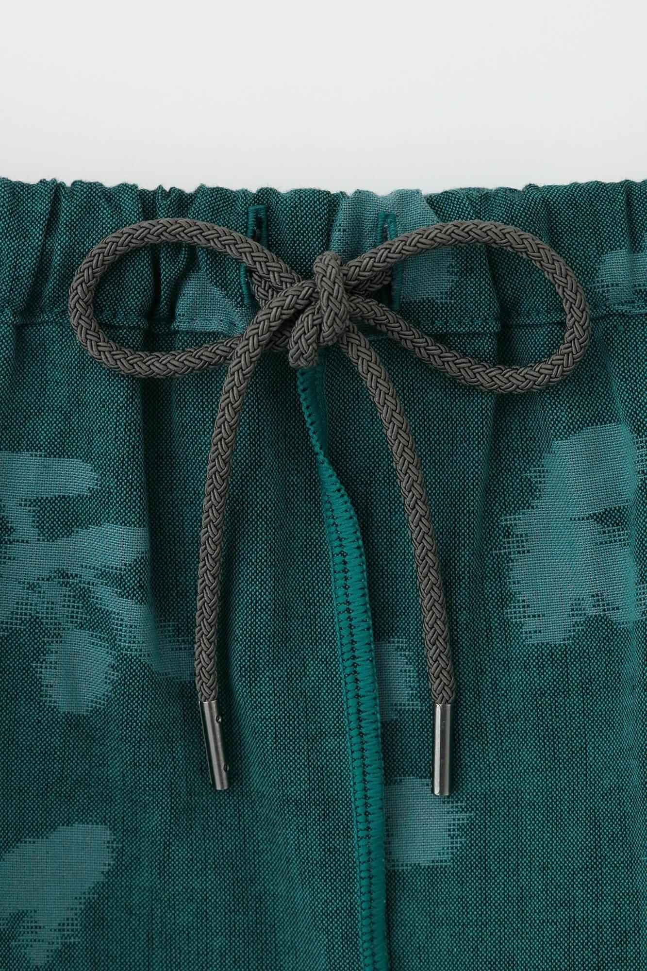 Monpe Workers Pants Kurume Kasuri Monpe / Rural Woodland Marine Green