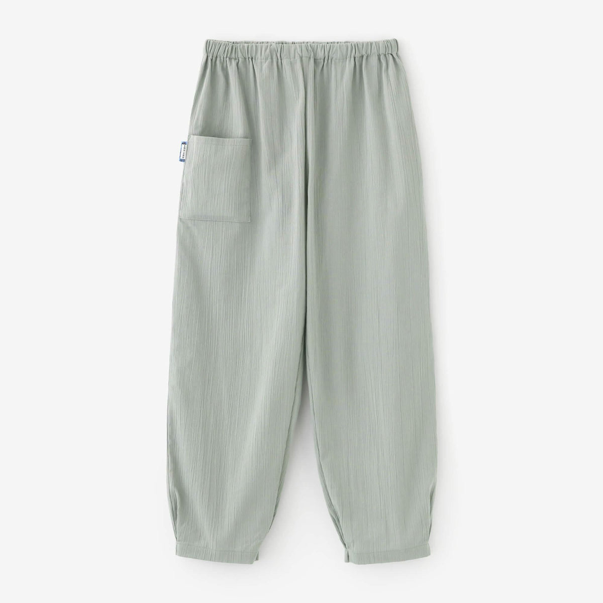 ふじもん 高島縮 20/20 襞（ひだ）もんぺ／薄深川鼠（うすふかがわねず）