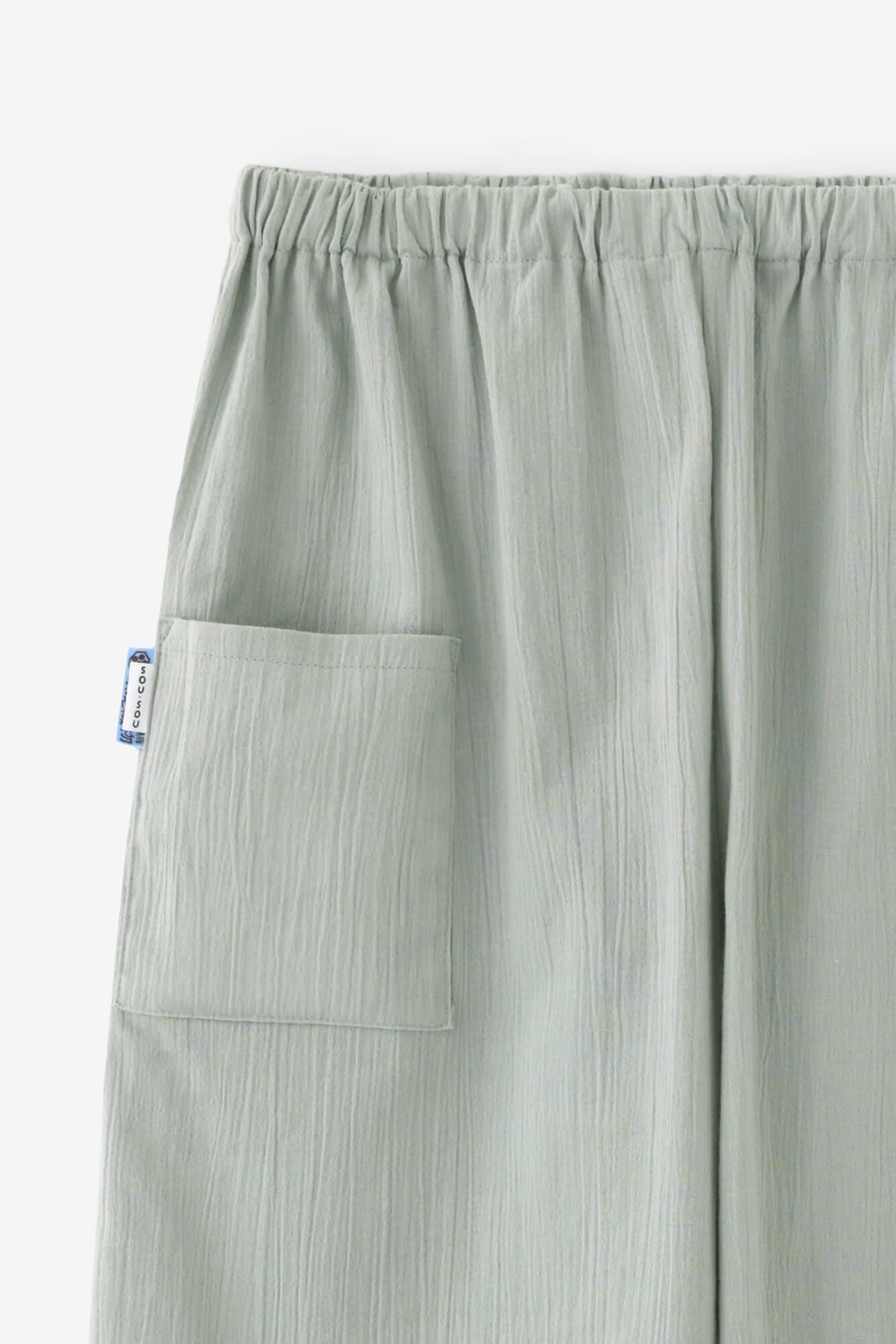 高島縮 20/20 襞（ひだ）もんぺ／薄深川鼠（うすふかがわねず）