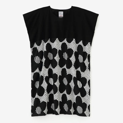 타카시마치지미 20/20 직사각형 원피스 스쿼트 패턴 (kumi)검은색(나무 색) x 꽃 패턴 (Hanamoyo)