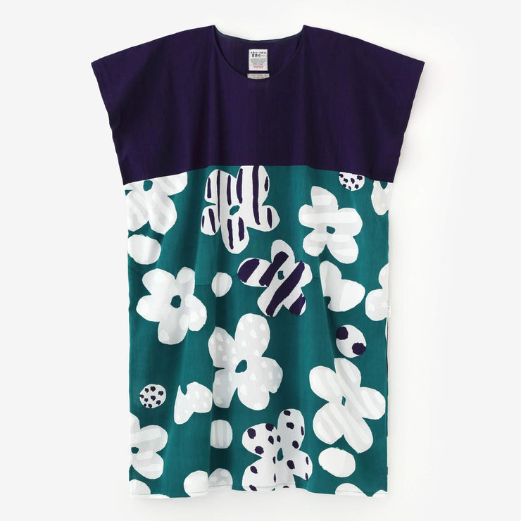 Chizimi Cotton 20/20 Rectangular Dress Bi-color Pattern on Hem / Eggplant Color×Burst