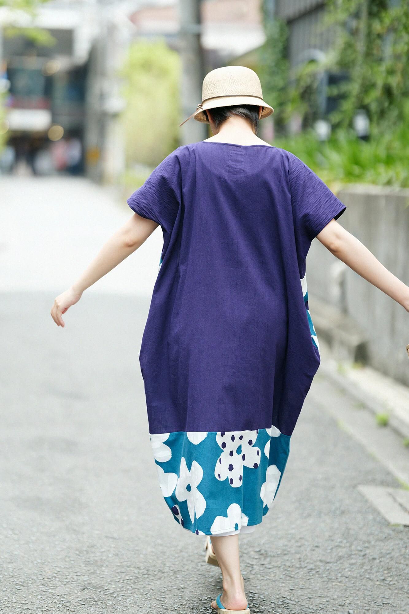 타카시마치지미 20/20 직사각형 원피스 Kumi Hem Pattern/Natsukon Nasukon x하지케루