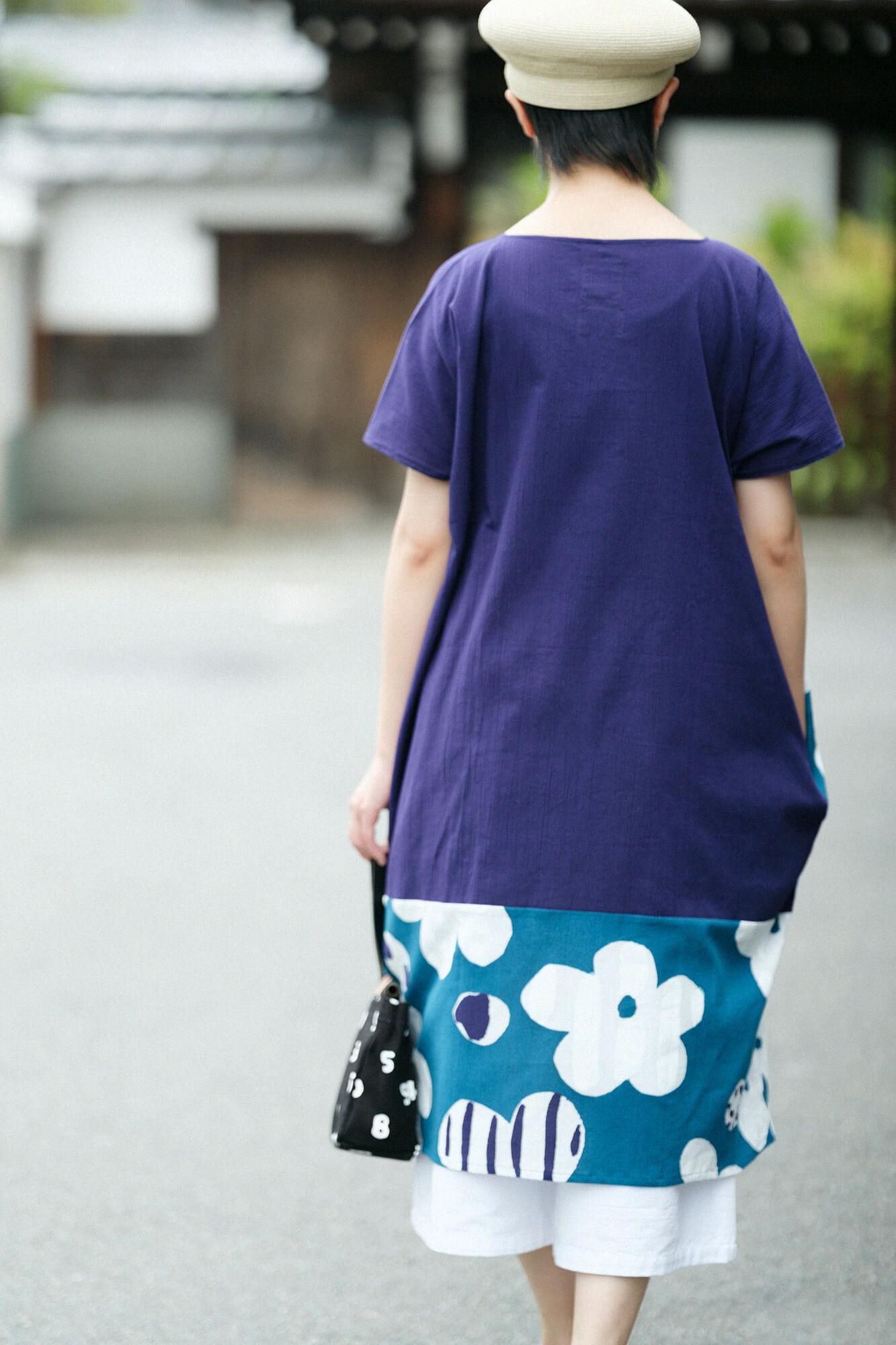 타카시마치지미 20/20 직사각형 원피스 Kumi Hem Pattern/Natsukon Nasukon x하지케루