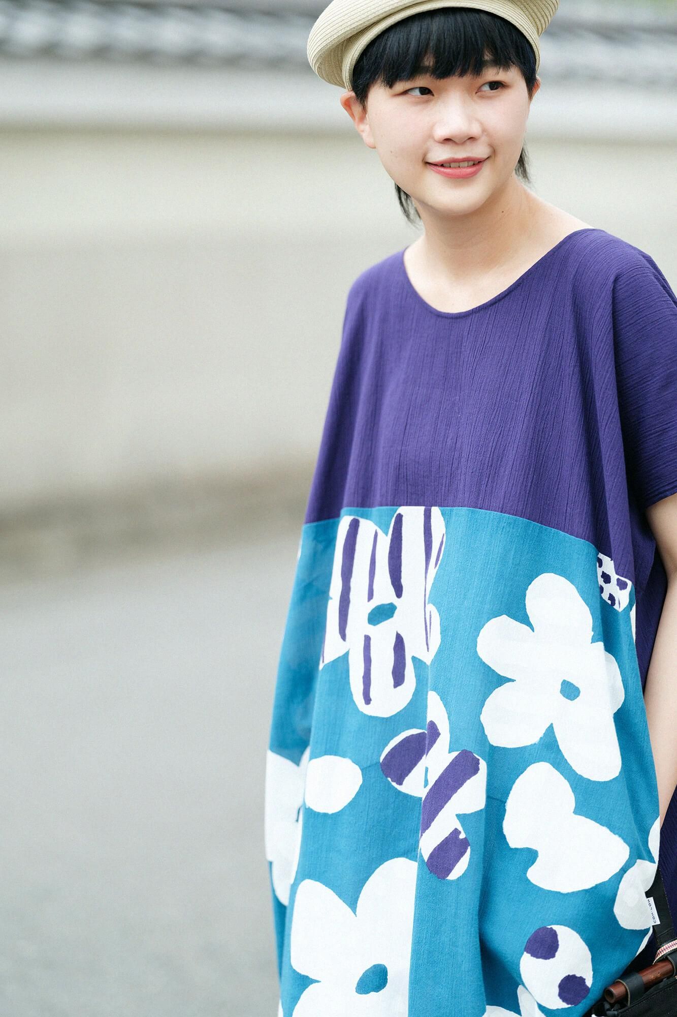 타카시마치지미 20/20 직사각형 원피스 Kumi Hem Pattern/Natsukon Nasukon x하지케루