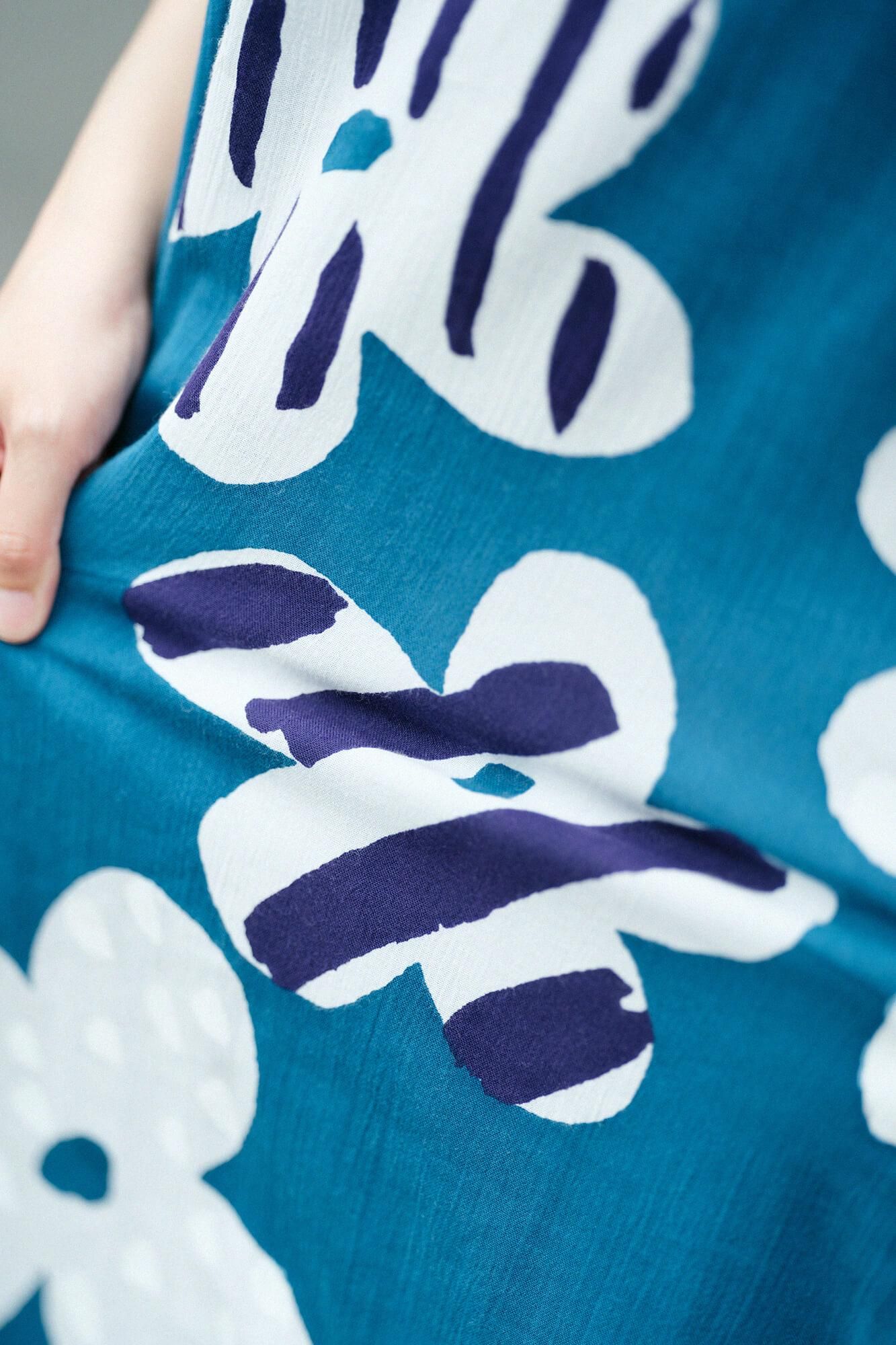 타카시마치지미 20/20 직사각형 원피스 Kumi Hem Pattern/Natsukon Nasukon x하지케루