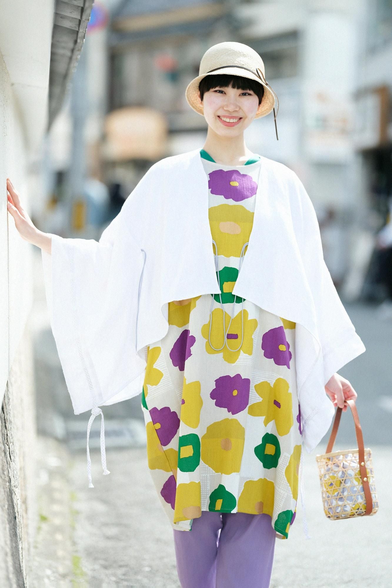 一回着　ソウソウ　今季新作超人気　高島縮 20/20 長方形衣　花くすだま 高島縮 20/20 長方形衣（ちょうほうけい）／おし花