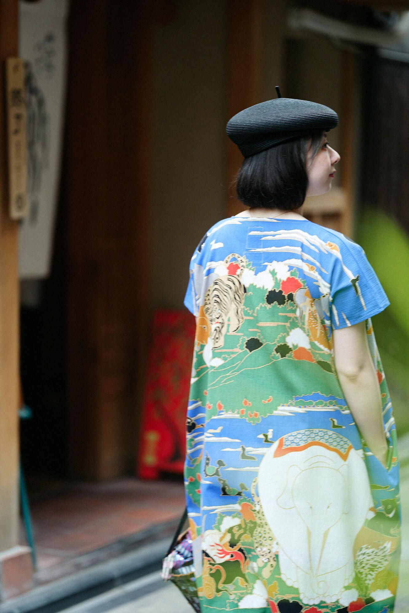SOU.SOU 高島縮　長方形衣　女F 若冲 高島縮 20/20 長方形衣（ちょうほうけい）／若冲（じゃくちゅう） 鳥獣
