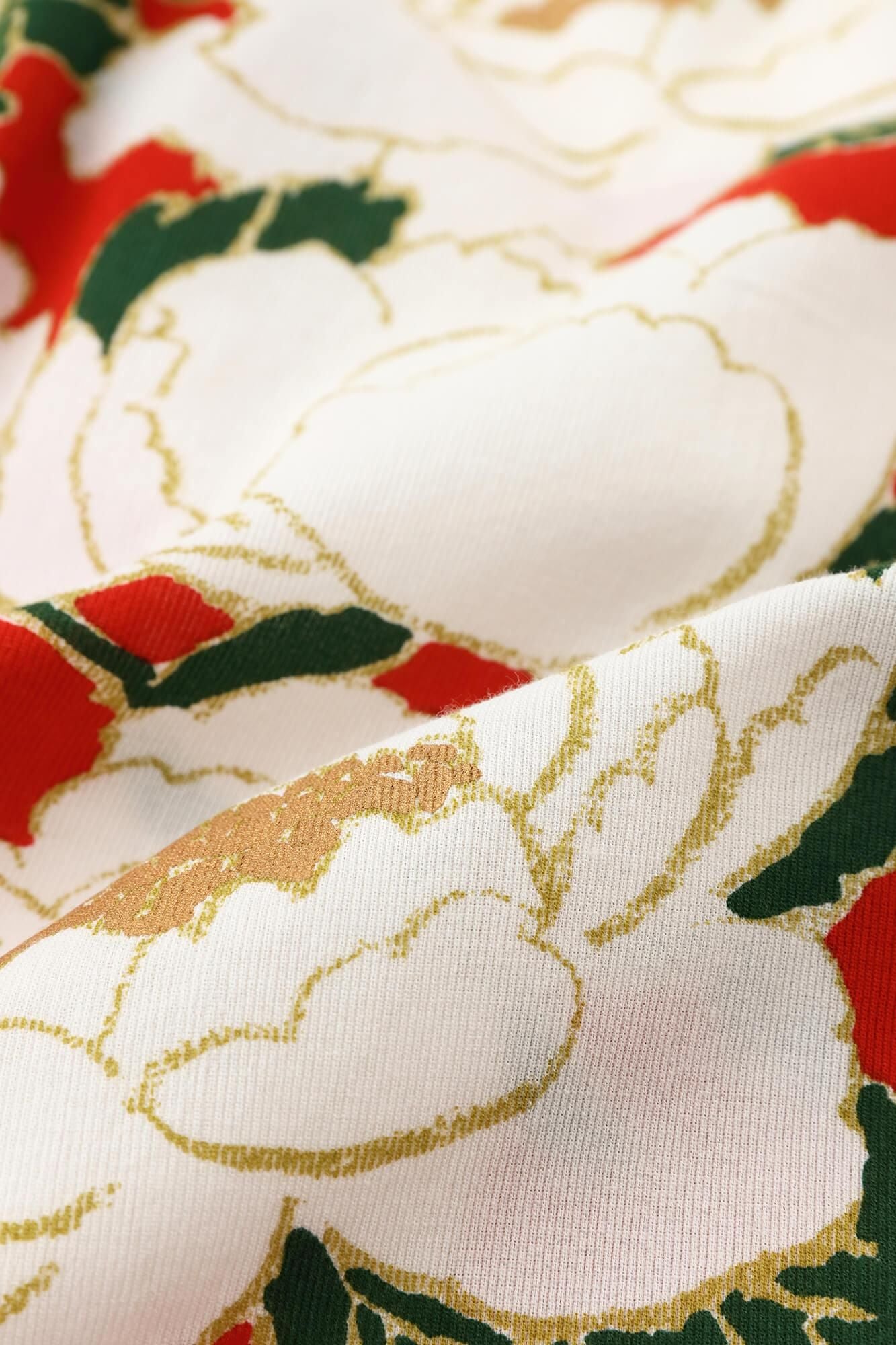 Chizimi Cotton 40/40 Fubi Kimono Shirt / Peony Blossom