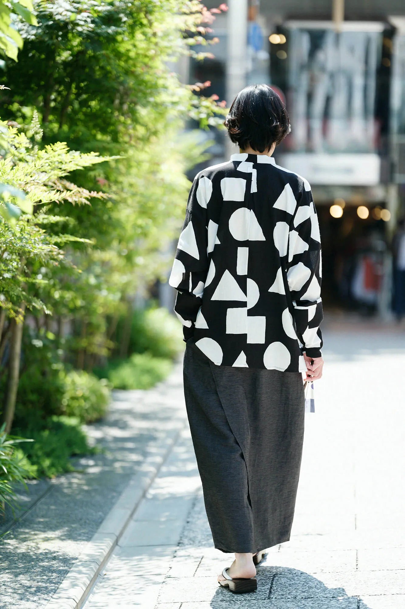 Linen-rayon Wrap Hakama Pants / Ink Black