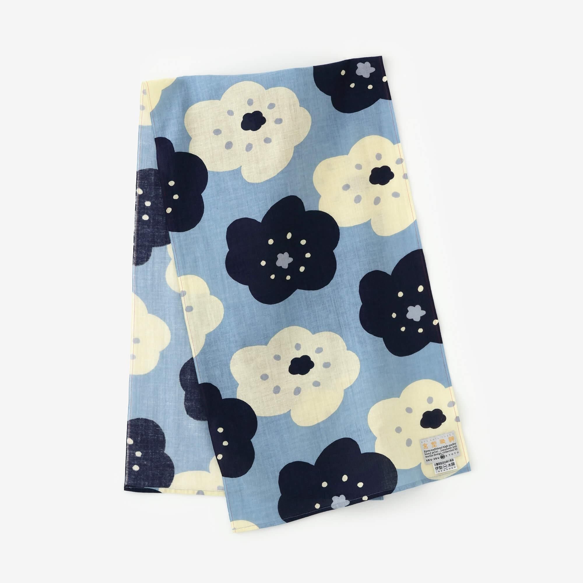 【Ships ard. 6/23】Isemomen Cotton Short Scarf / Smile Light Indigo Blue