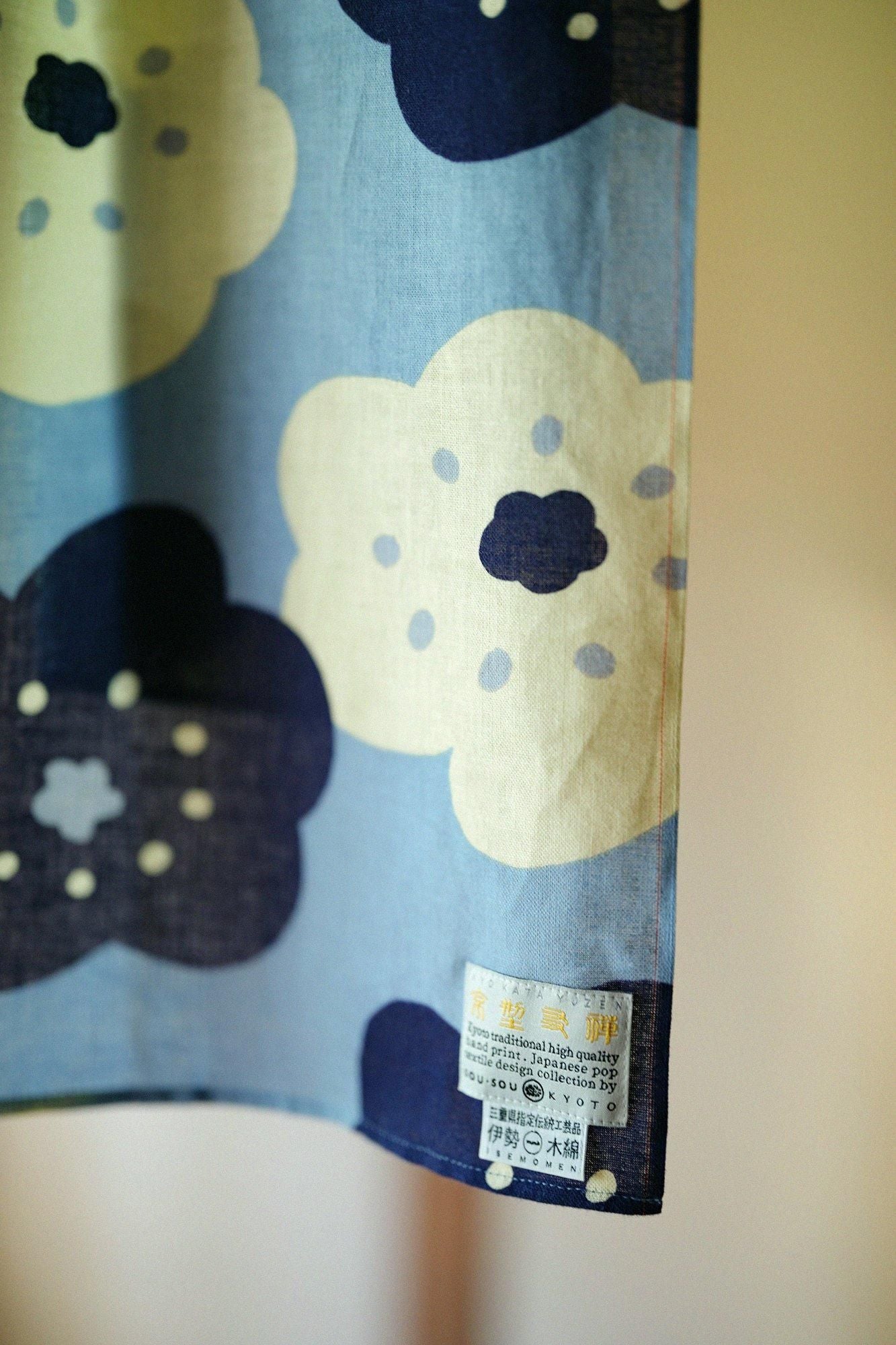 【Ships ard. 6/23】Isemomen Cotton Short Scarf / Smile Light Indigo Blue