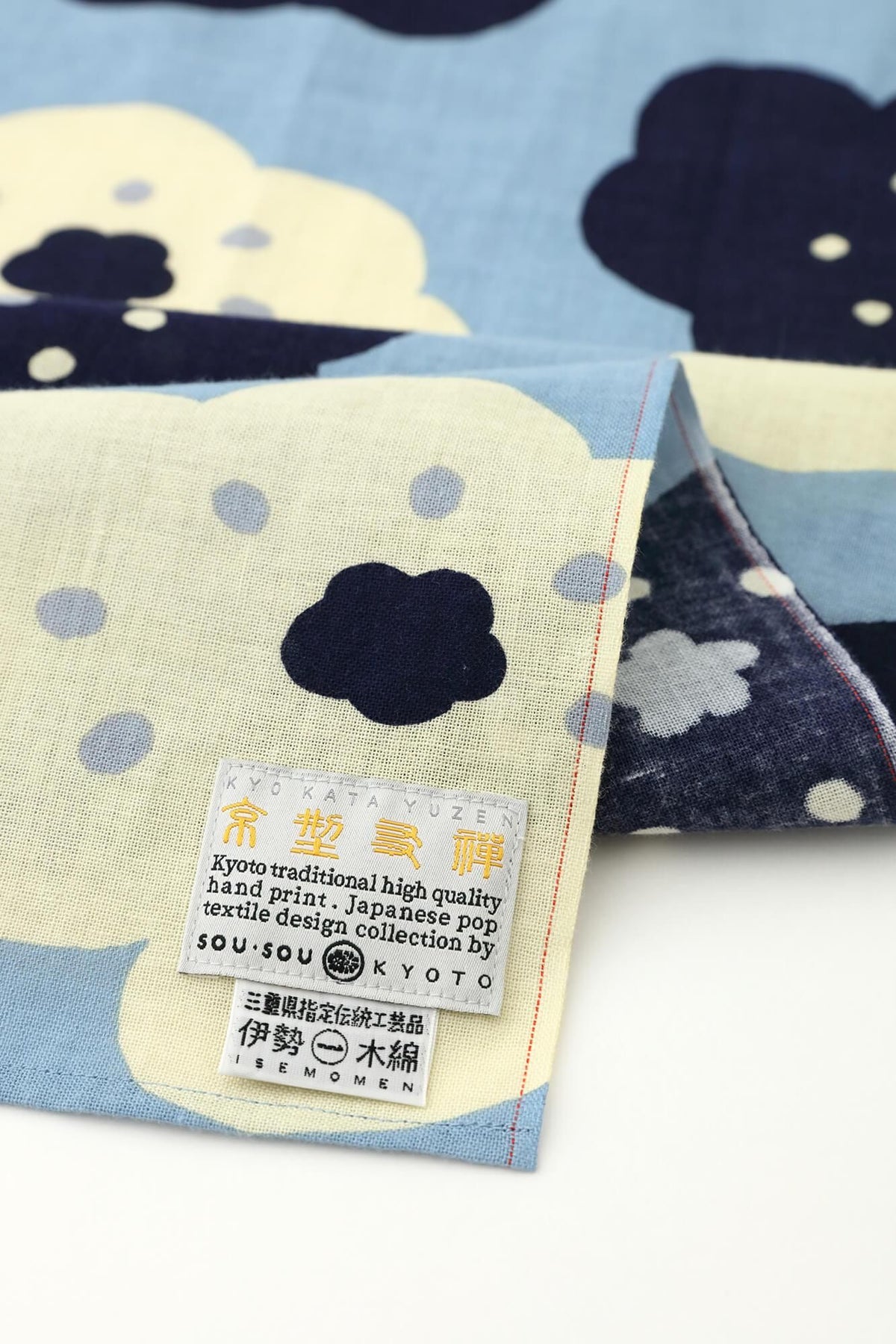 【Ships ard. 6/23】Isemomen Cotton Short Scarf / Smile Light Indigo Blue