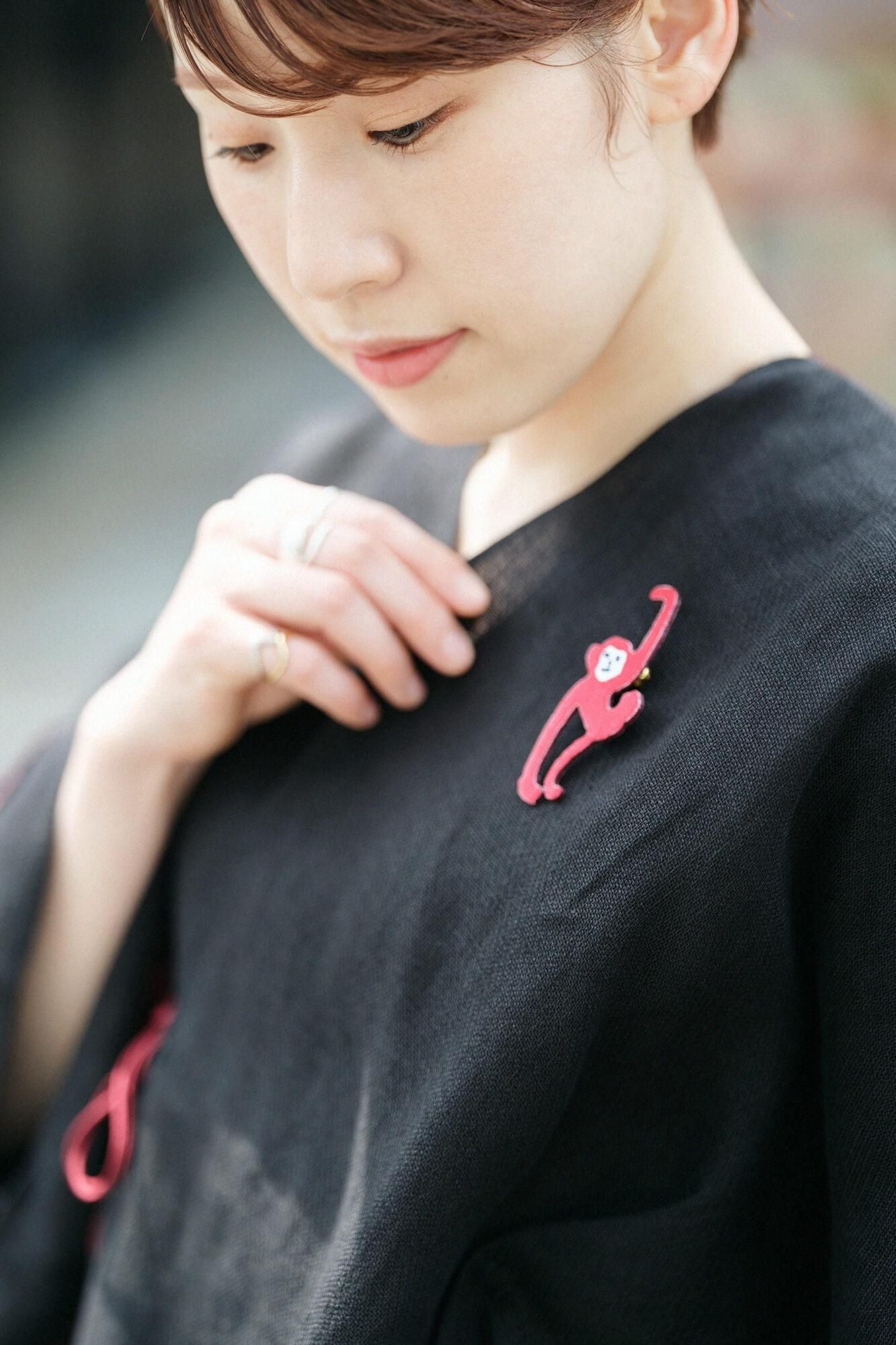 자수 브로치(Shukazari)/원숭이