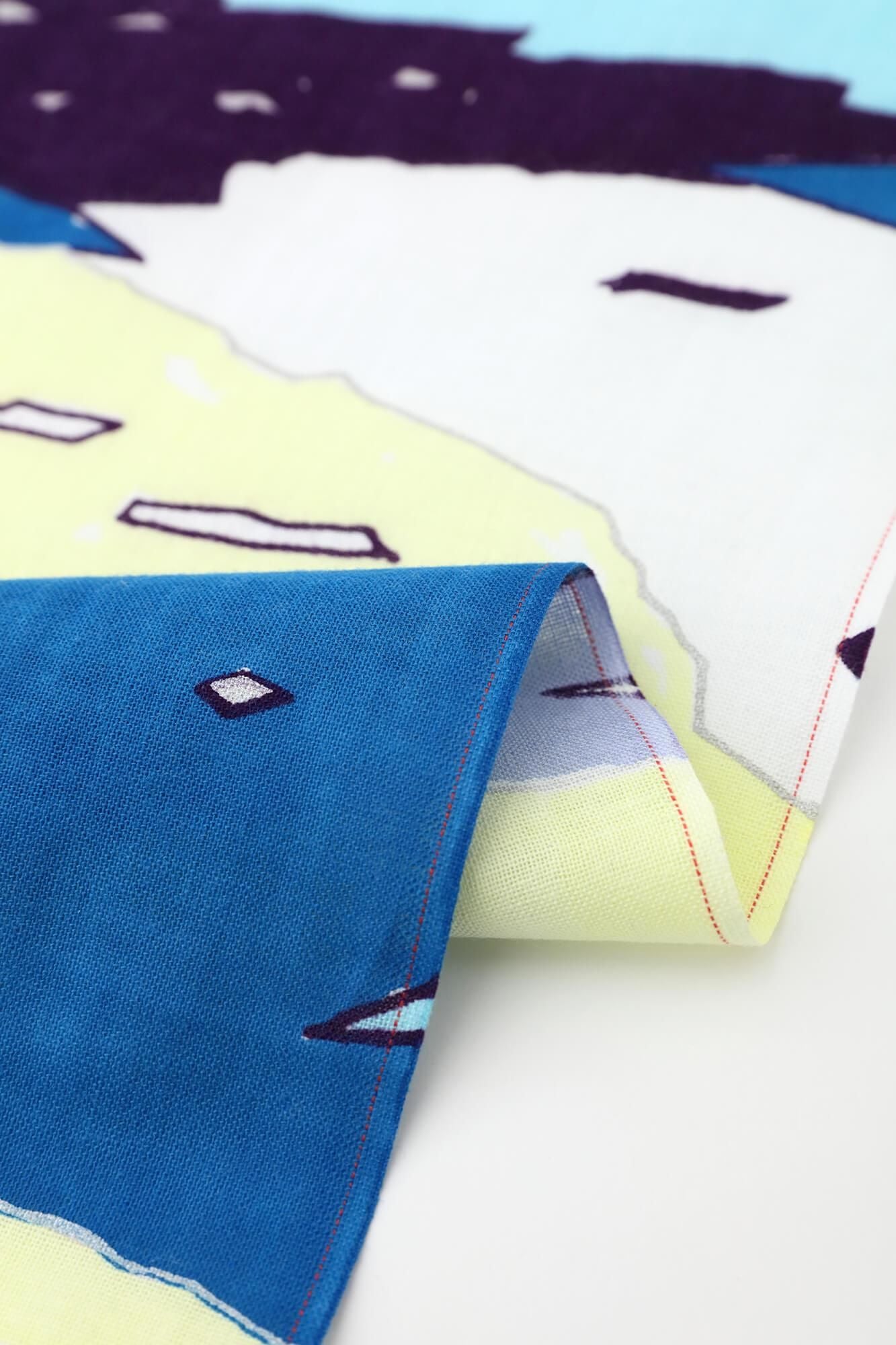 伊勢木綿 textile手ぬぐい（ひめ丈）／水沢腹堅（さわみずこおりつめる）