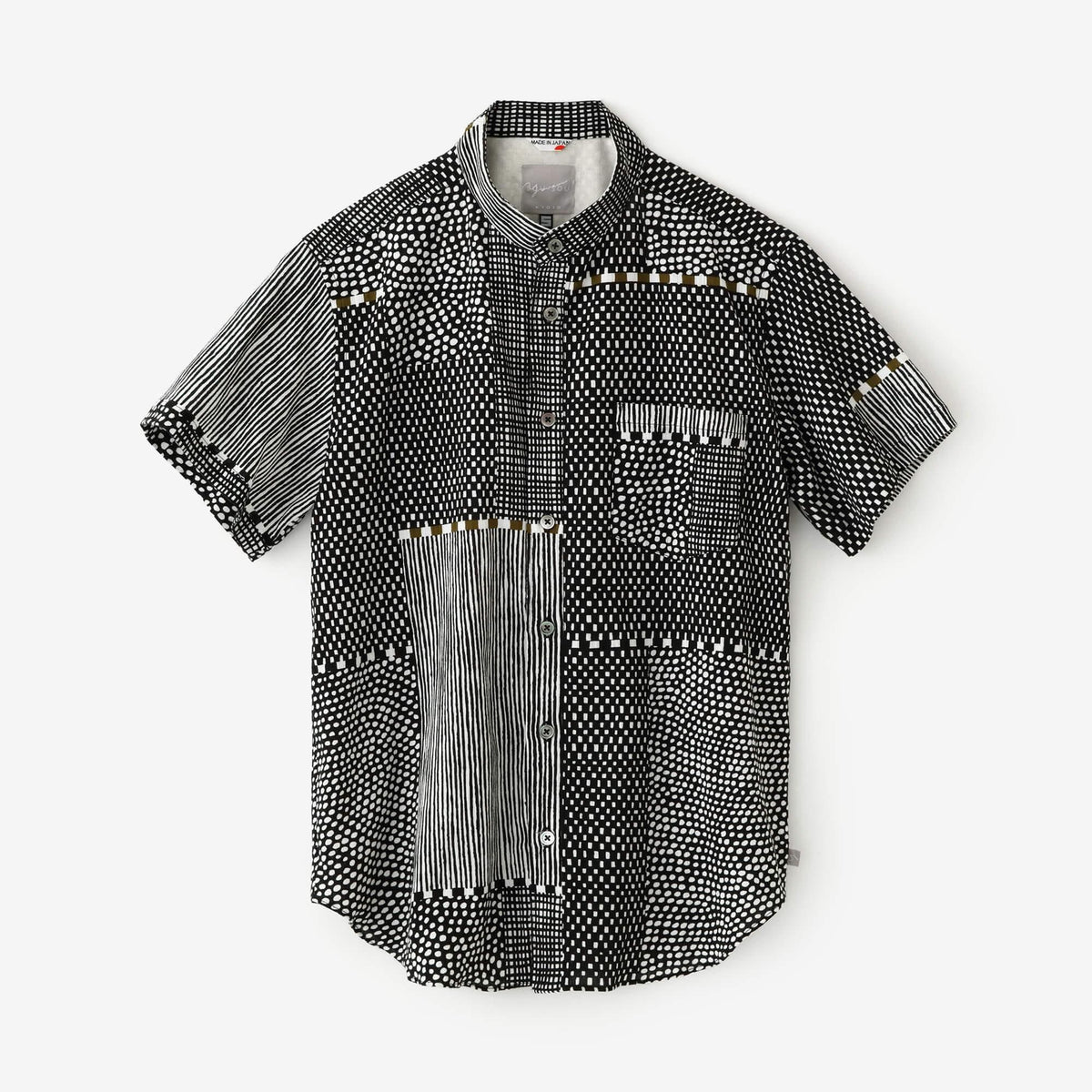 net limited】Chizimi Cotton 20/20 Stand Collar Short Sleeve Shirt / Li