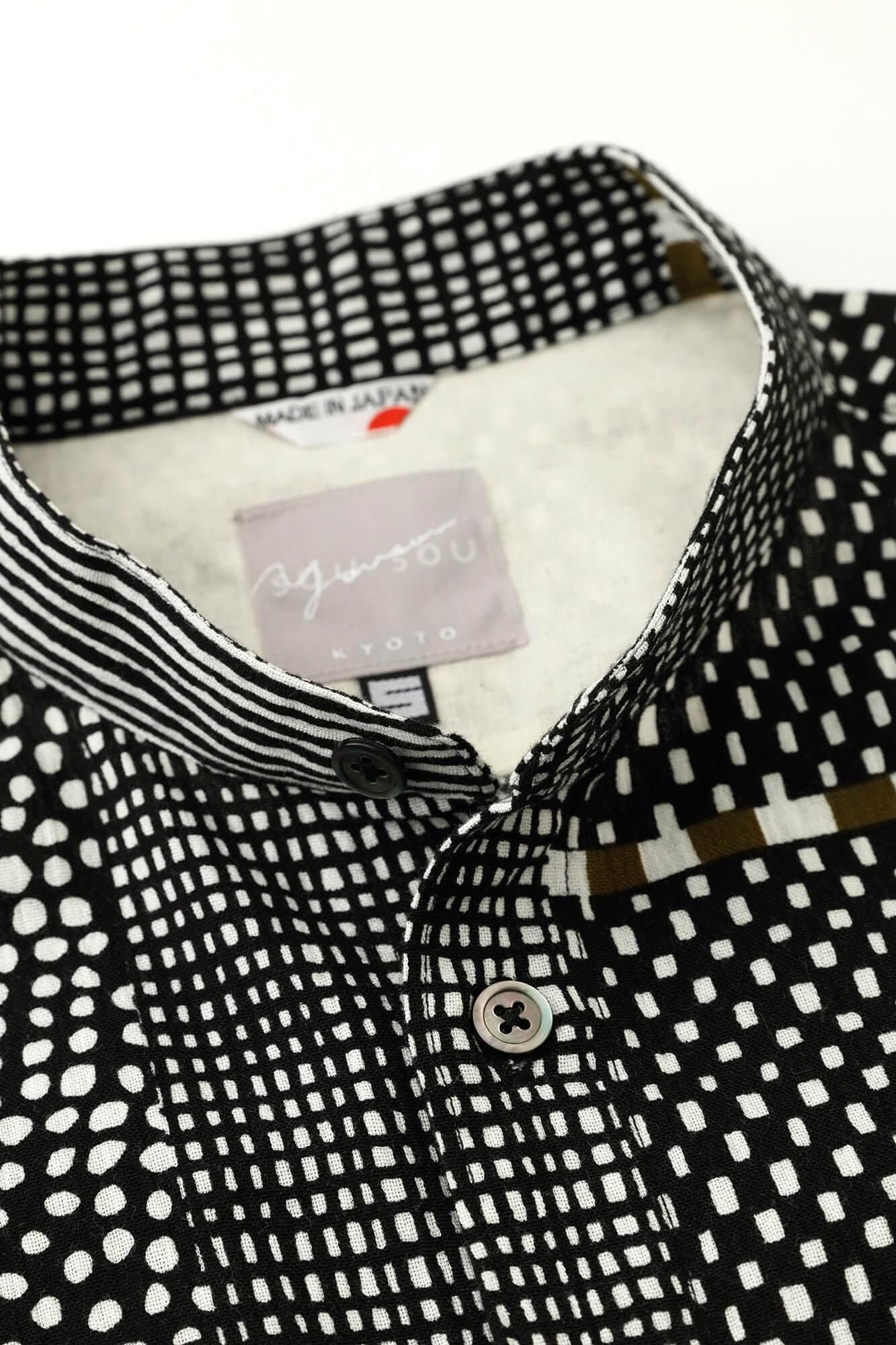 takashima chiku 20/20支架领子短袖衬衫/倾斜（同一）黑色墨水