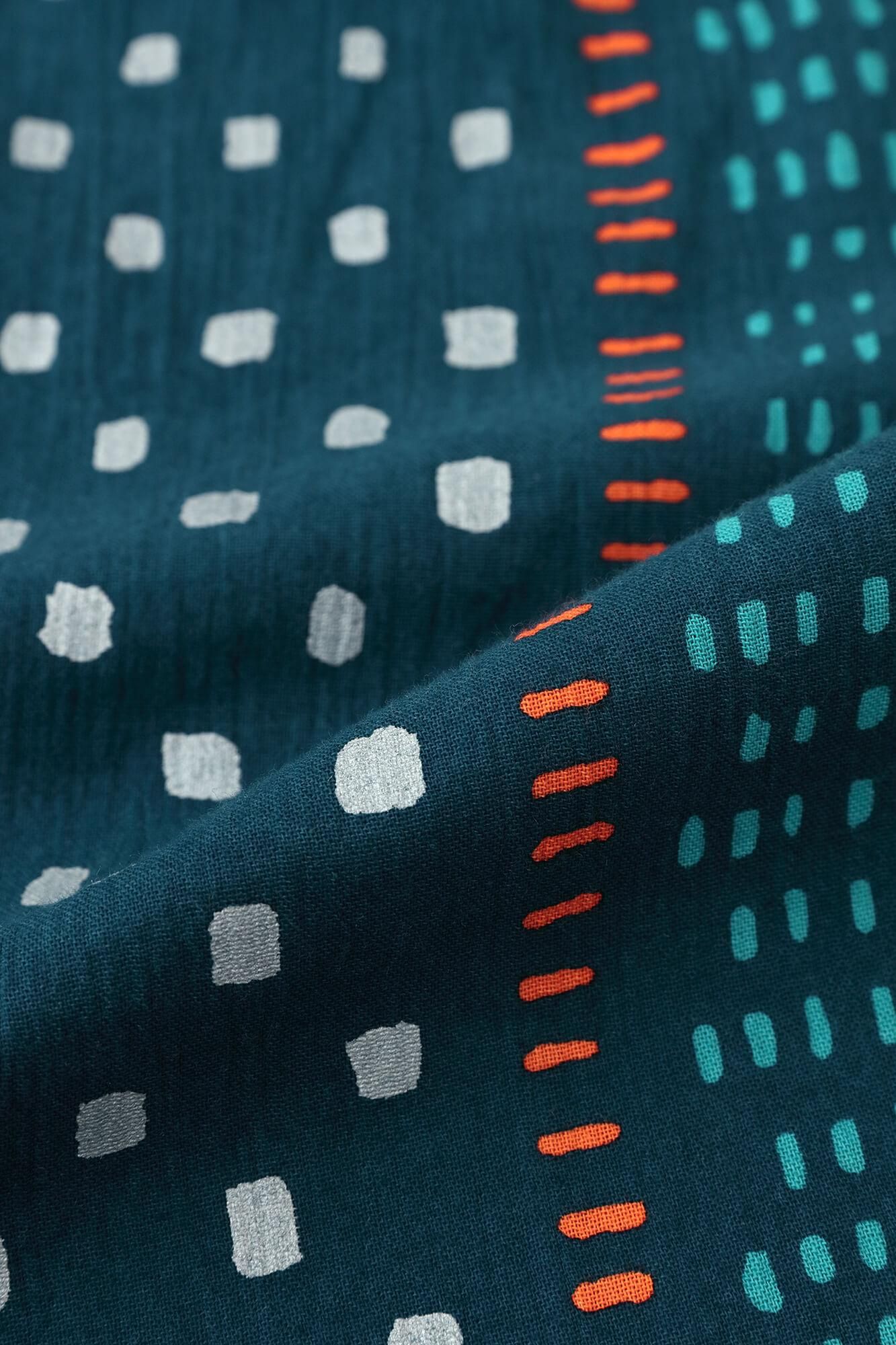 Chizimi Cotton 20/20 Stand Collar Short Sleeve Shirt / Hail Stripes