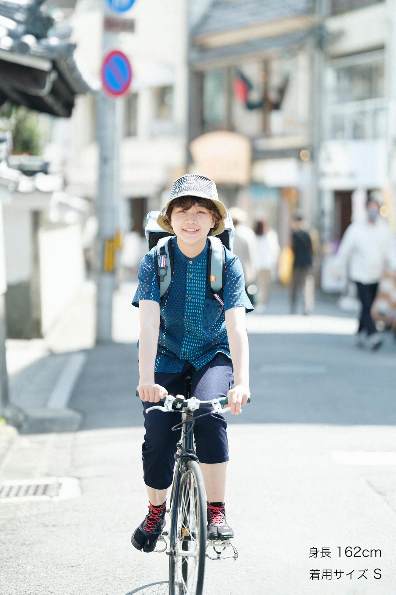 Chizimi Cotton 20/20 Stand Collar Short Sleeve Shirt / Hail Stripes