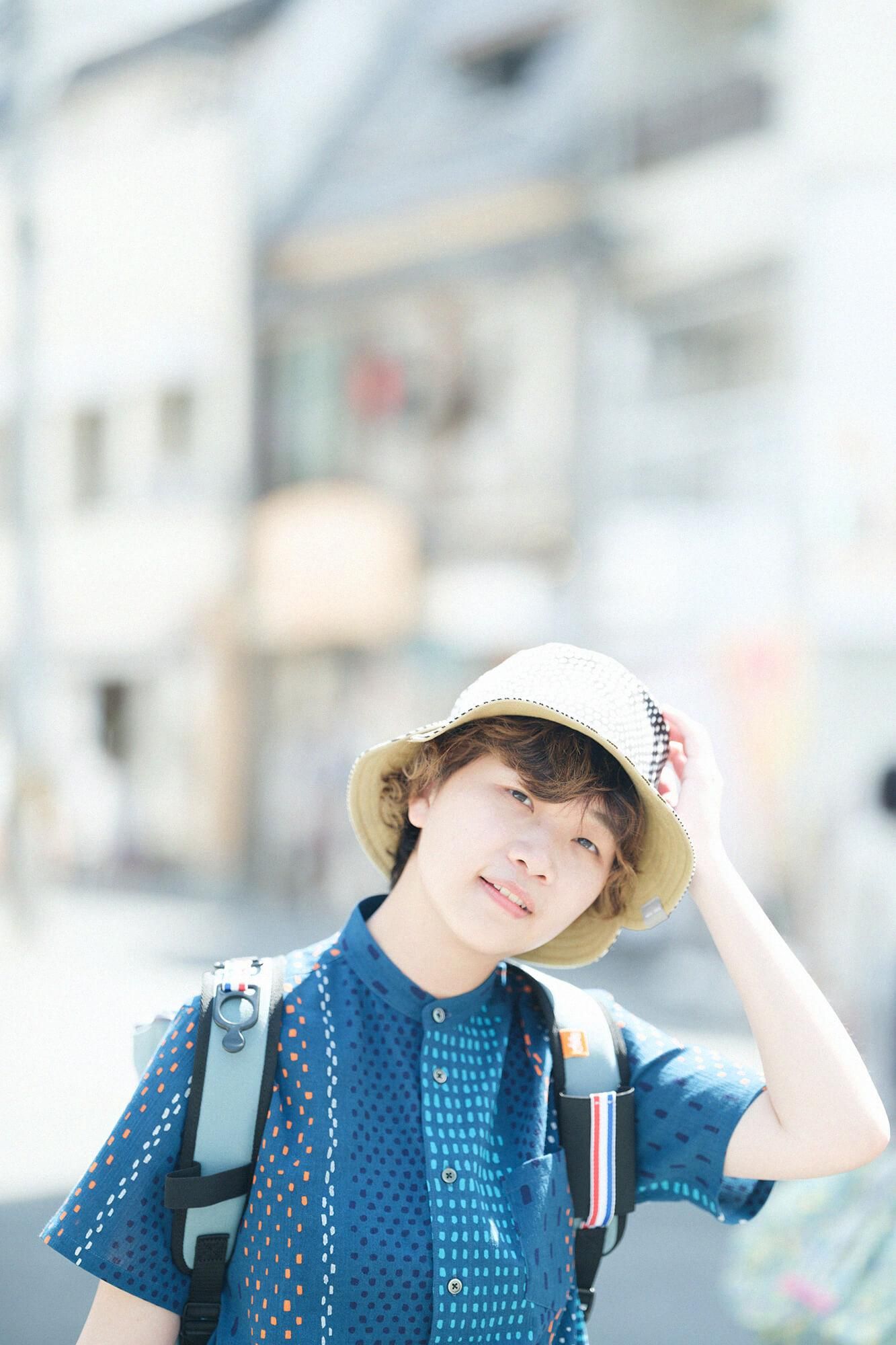 Chizimi Cotton 20/20 Stand Collar Short Sleeve Shirt / Hail Stripes