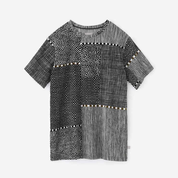 Chizimi Cotton 40/40 Short Sleeve T-shirt / Lines and Dots Ink Black