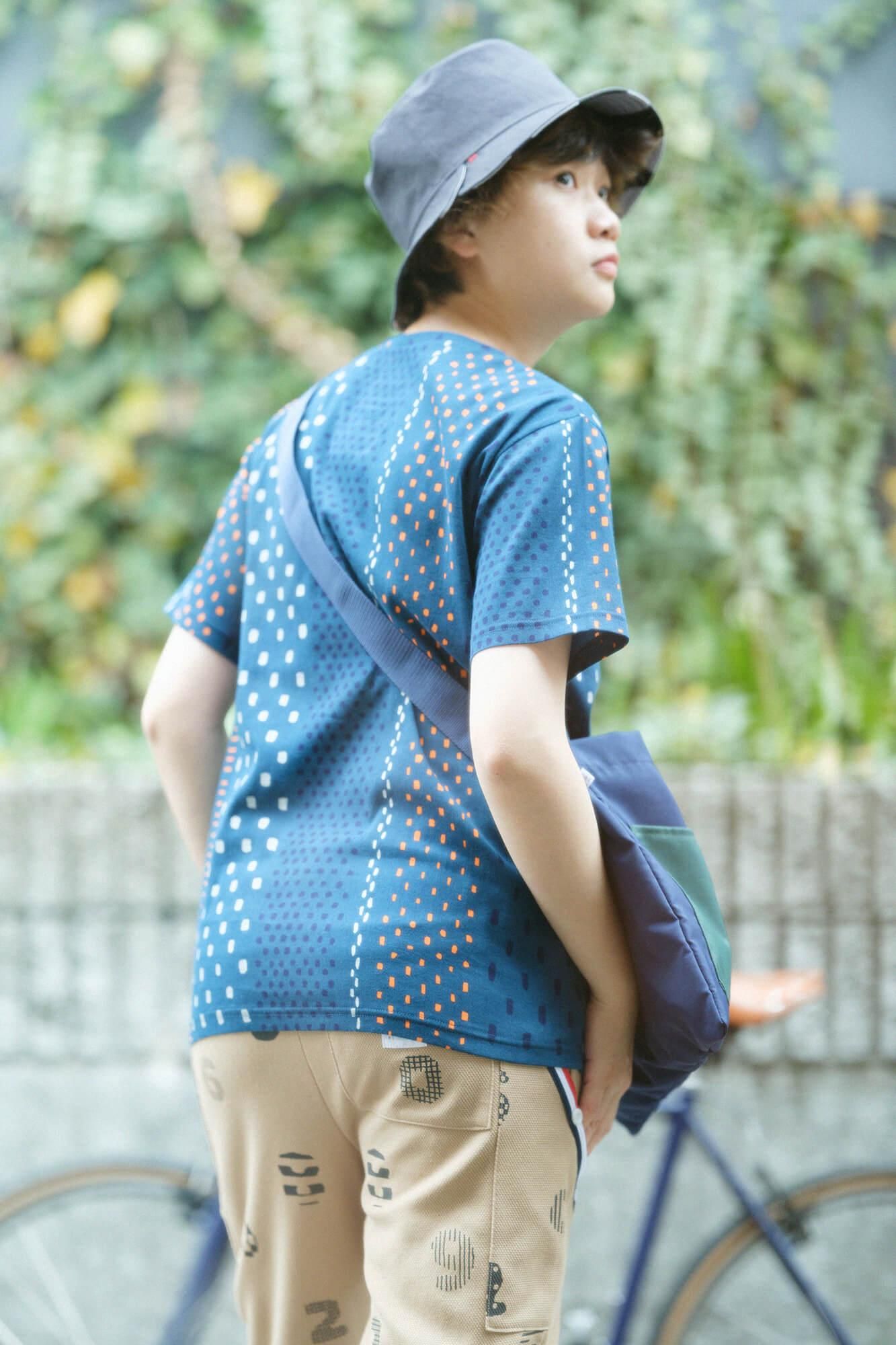 高島縮 40/40 半袖Tシャツ／霰縞（あられじま）