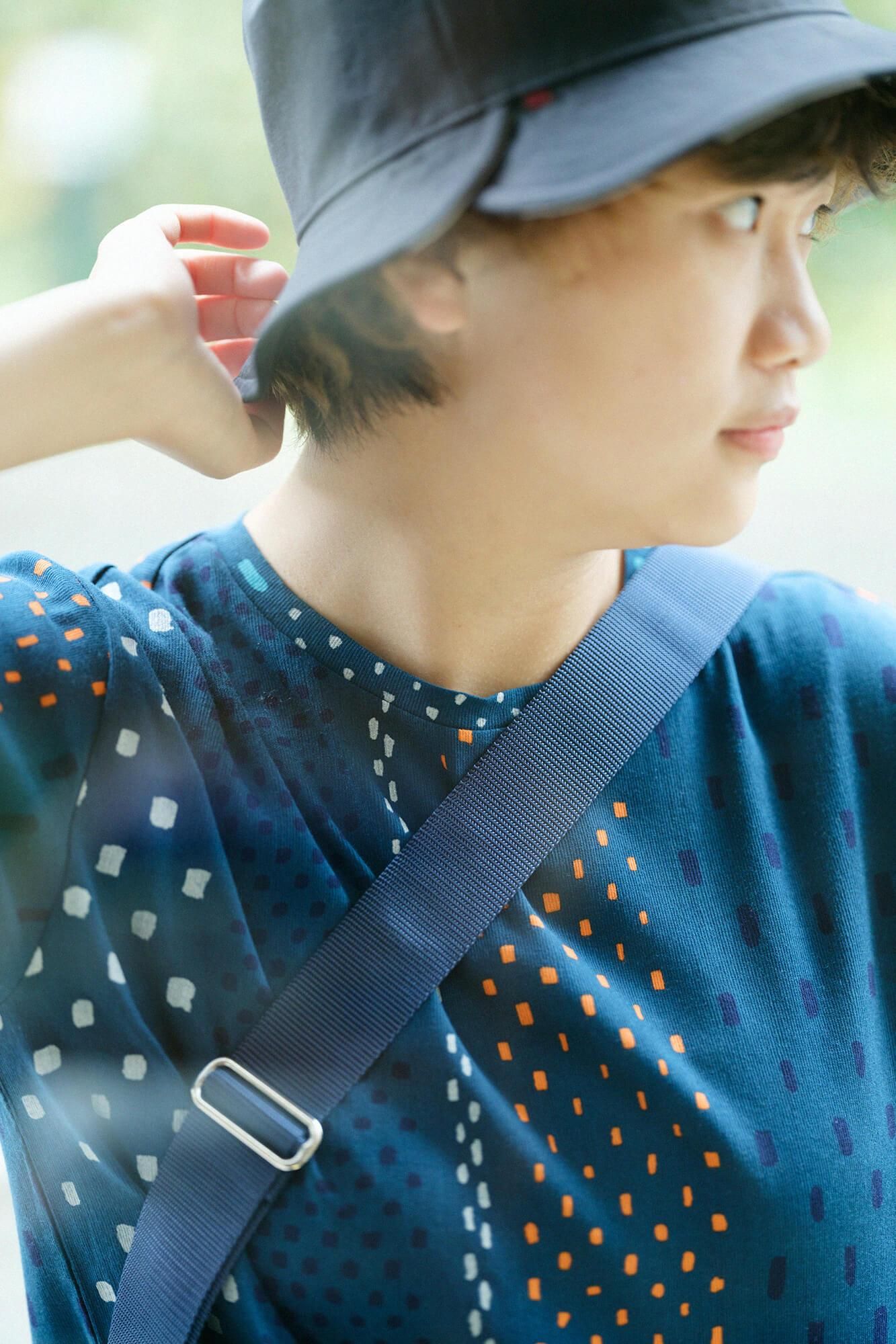 高島縮 40/40 半袖Tシャツ／霰縞（あられじま）