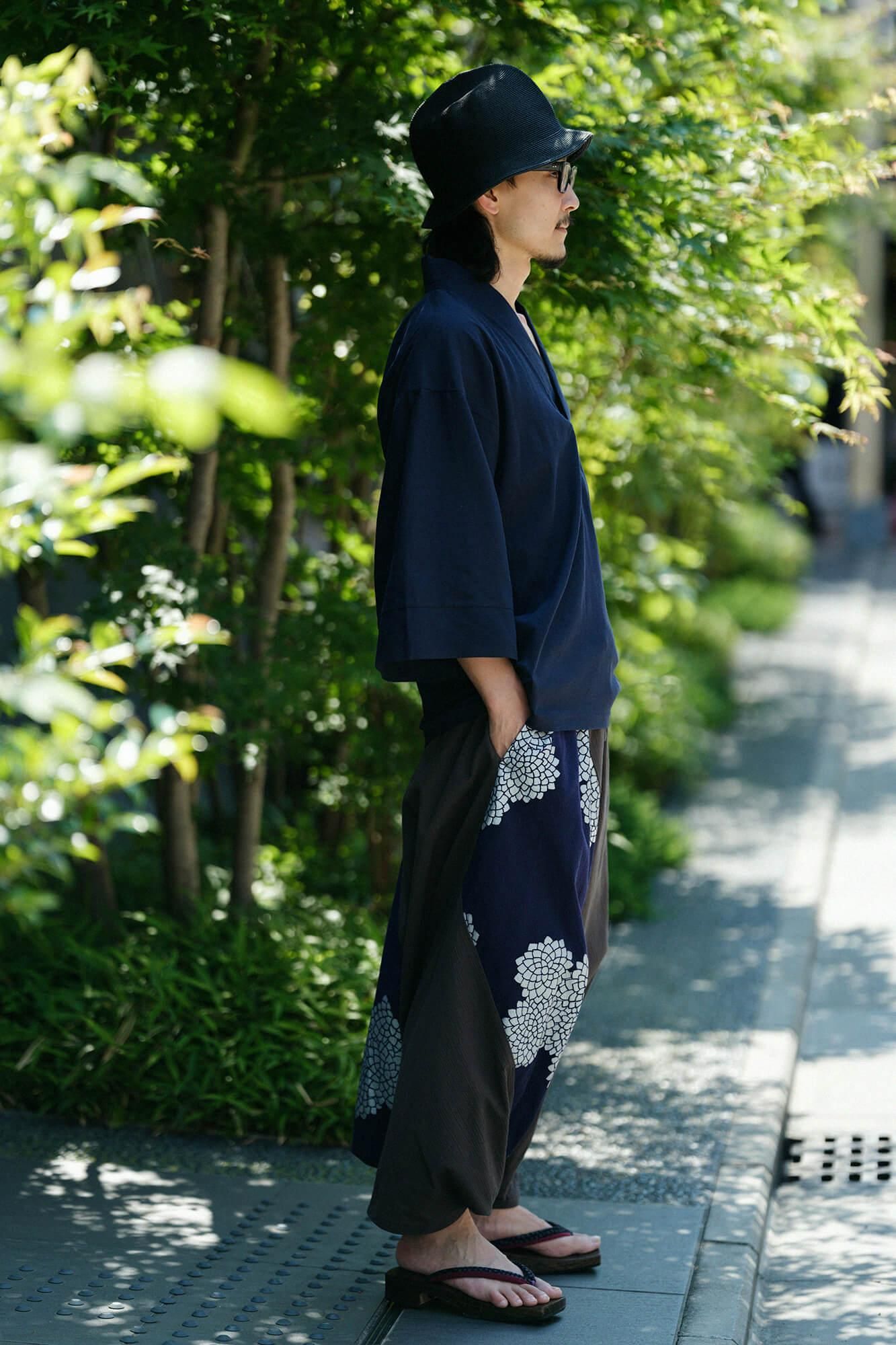 Chizimi Cotton 40/40 Fubi Kimono Shirt / Dark Blue