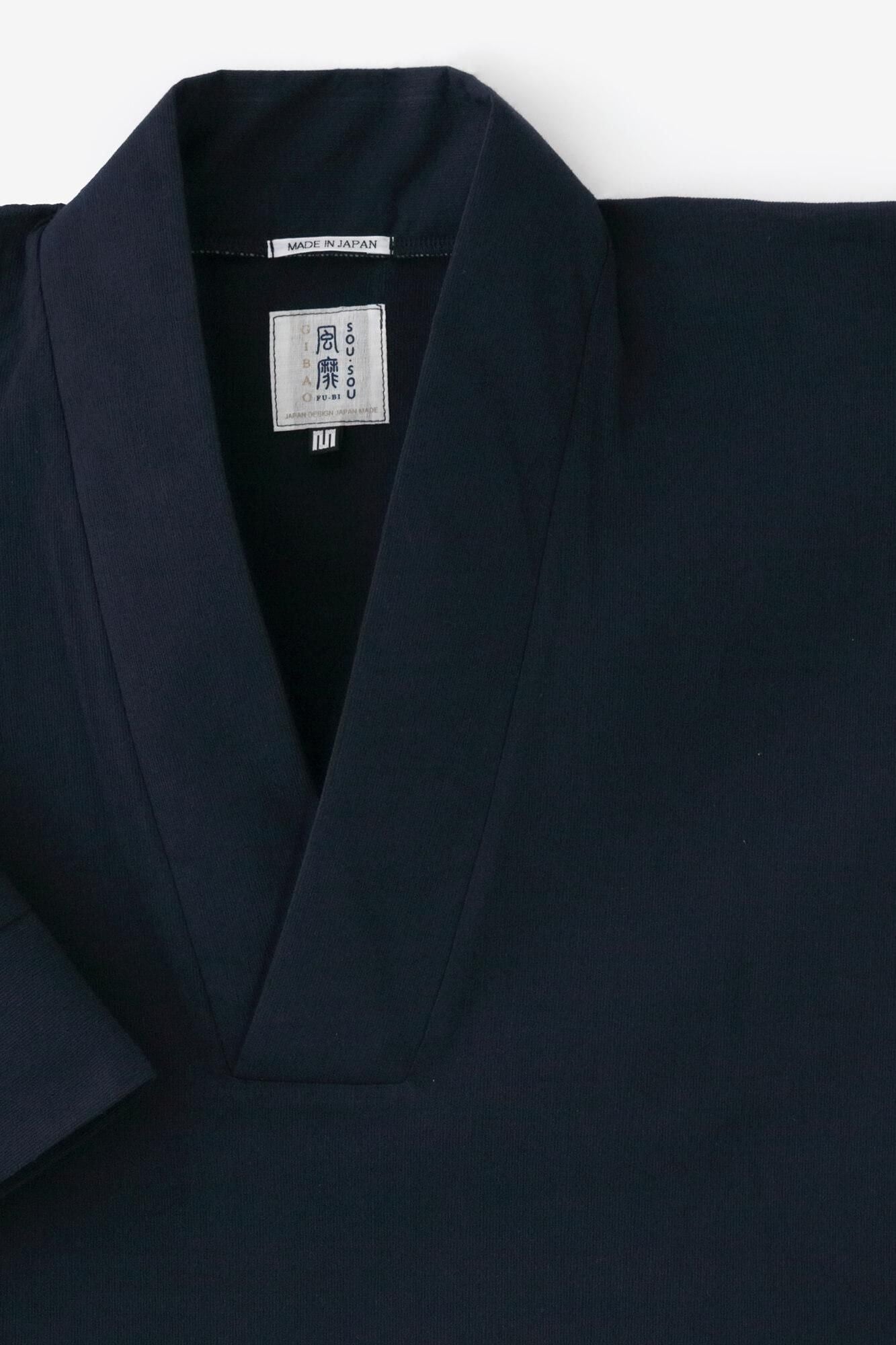 Chizimi Cotton 40/40 Fubi Kimono Shirt / Dark Blue