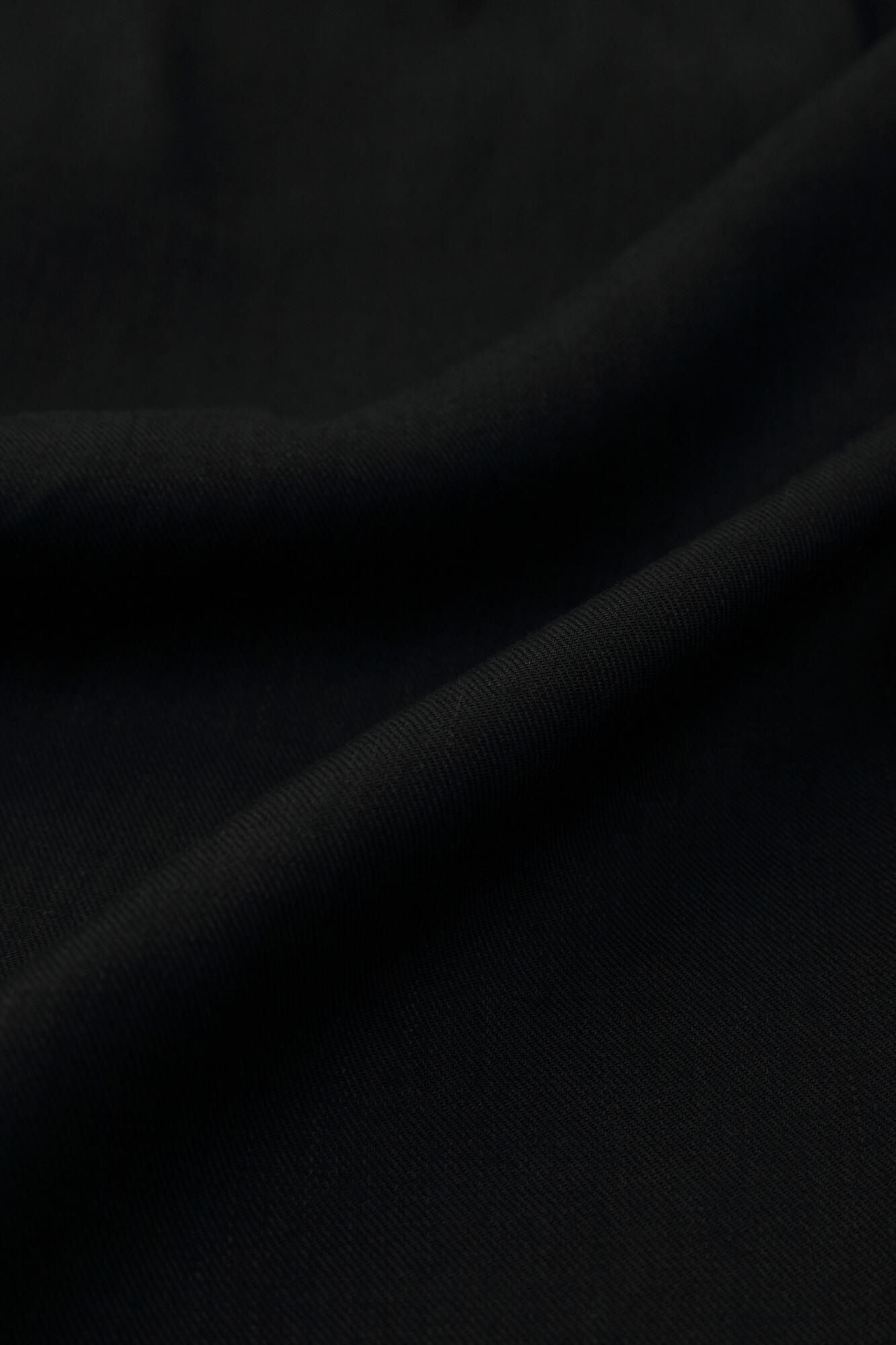 【官網限定】大麻彈性牛仔布袢纏 長袖外套中長單層/黑色