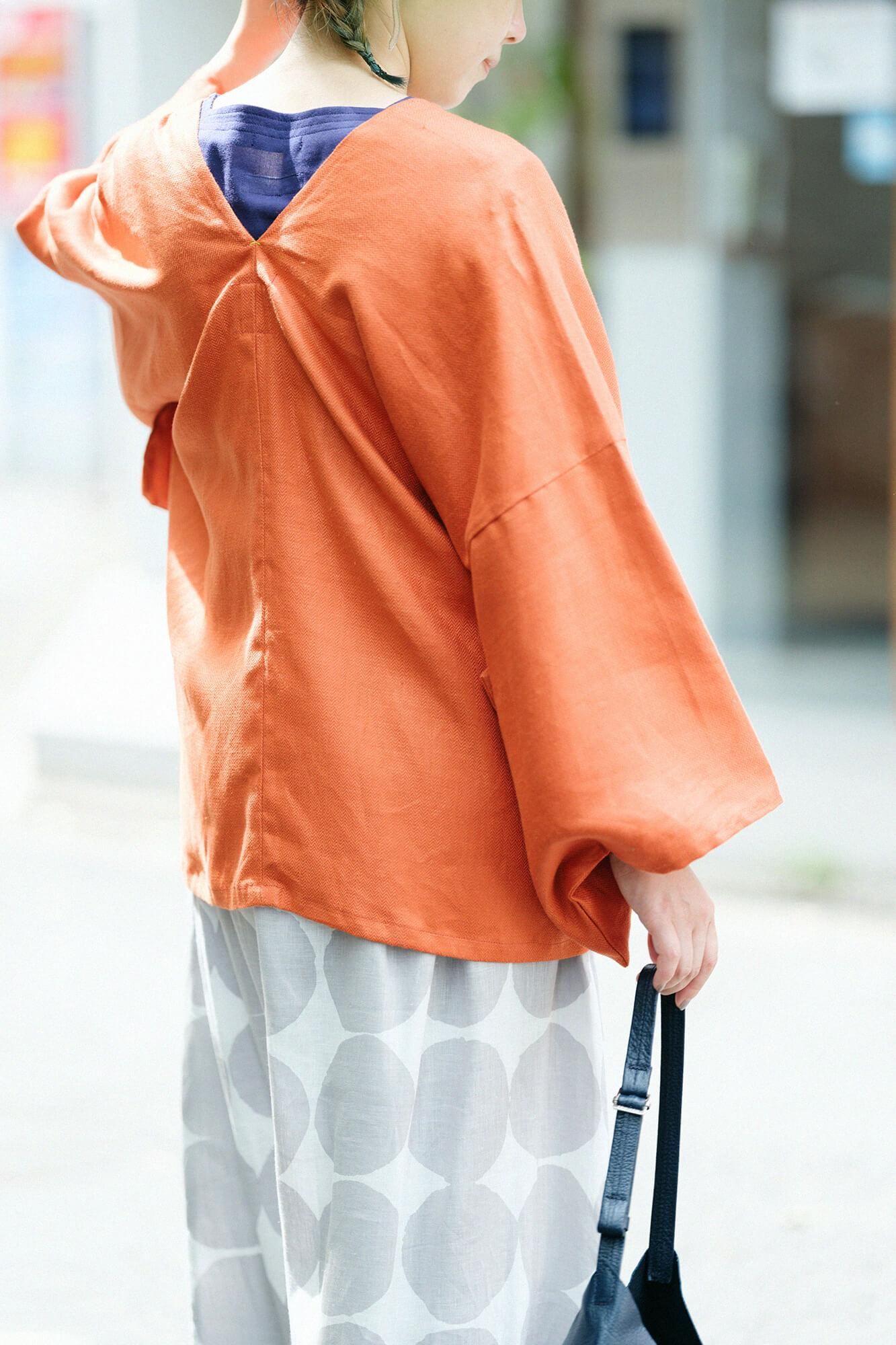 Herringbone Weave Hatsuki Cardigan / Vermilion Vermilion