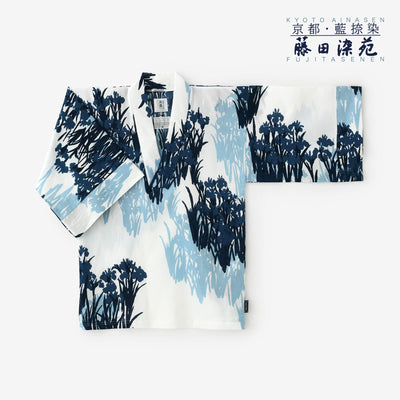 Chizimi Cotton 40/40 Ainasen (Part Fubi Kimono Shirt / Ogata Korin's Irises Folding Screens-Recreation