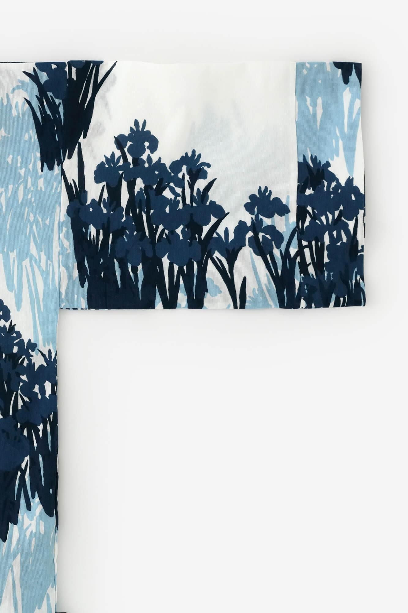 Chizimi Cotton 40/40 Ainasen (Part Fubi Kimono Shirt / Ogata Korin's Irises Folding Screens-Recreation