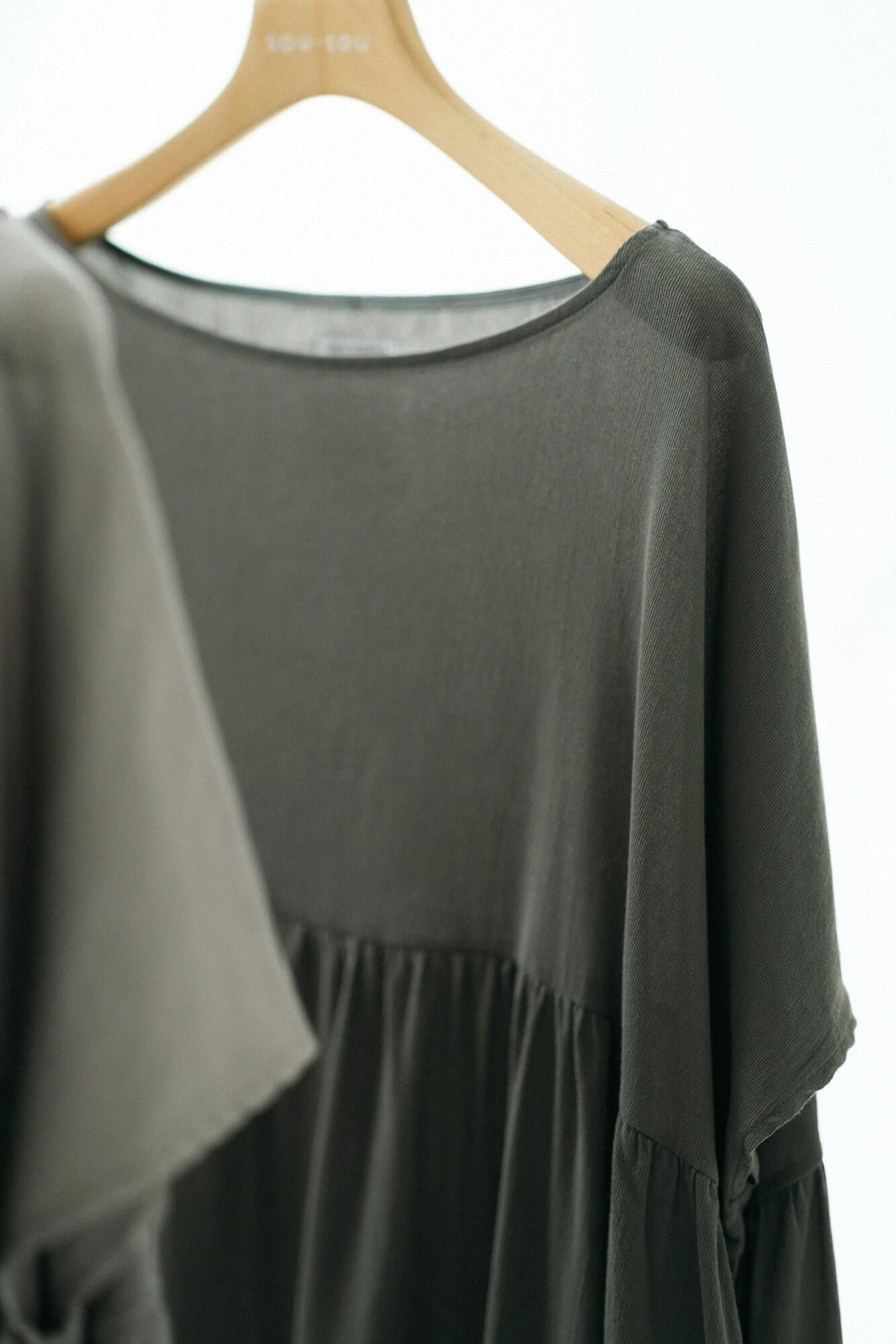 高島縮 40/40 リンクルワンピース／墨色（すみいろ）