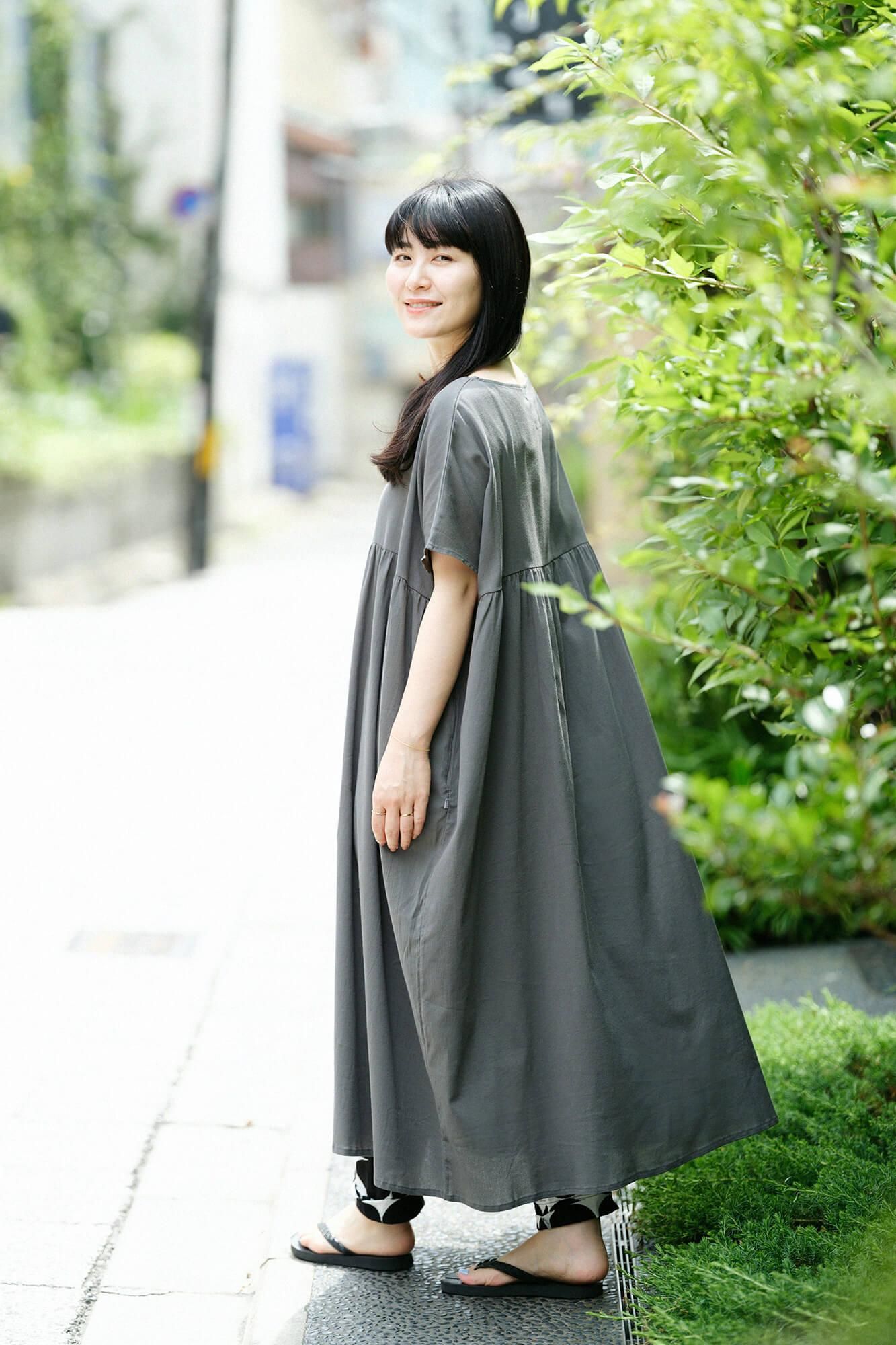 SOU・SOU　高島縮 40/40 リンクルワンピース／墨色 高島縮 40/40 リンクルワンピース／墨色（すみいろ）