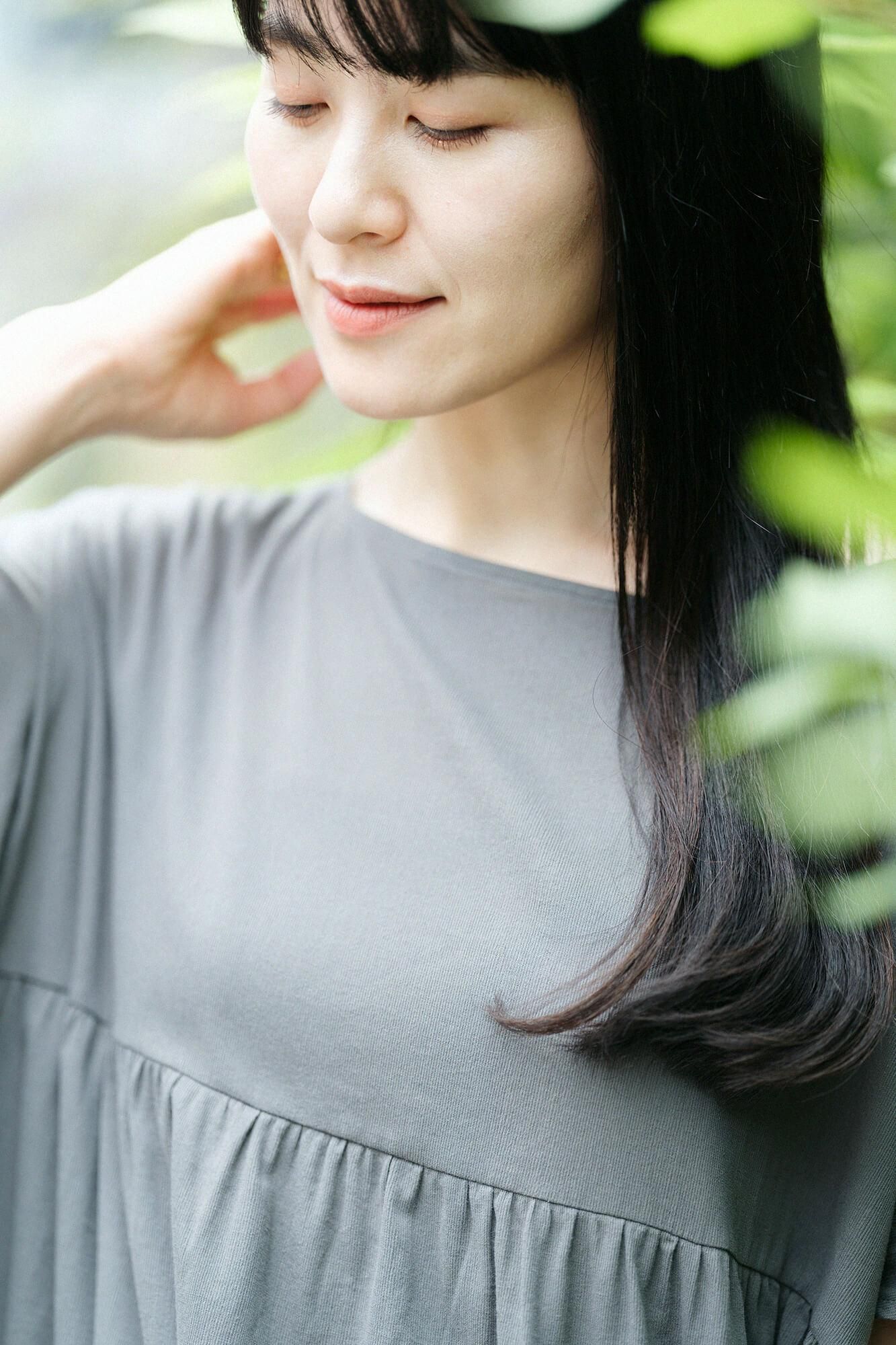 Takashima Shuku 40/40皱纹连衣裙/墨水颜色（Sumiiro）