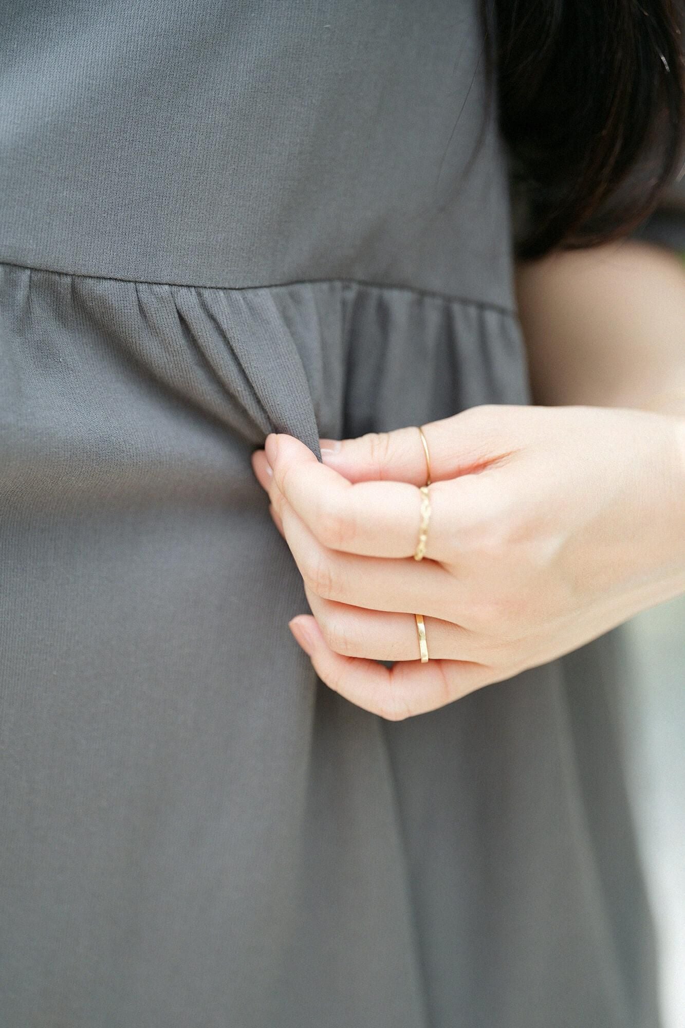 高島縮 40/40 リンクルワンピース／墨色（すみいろ）