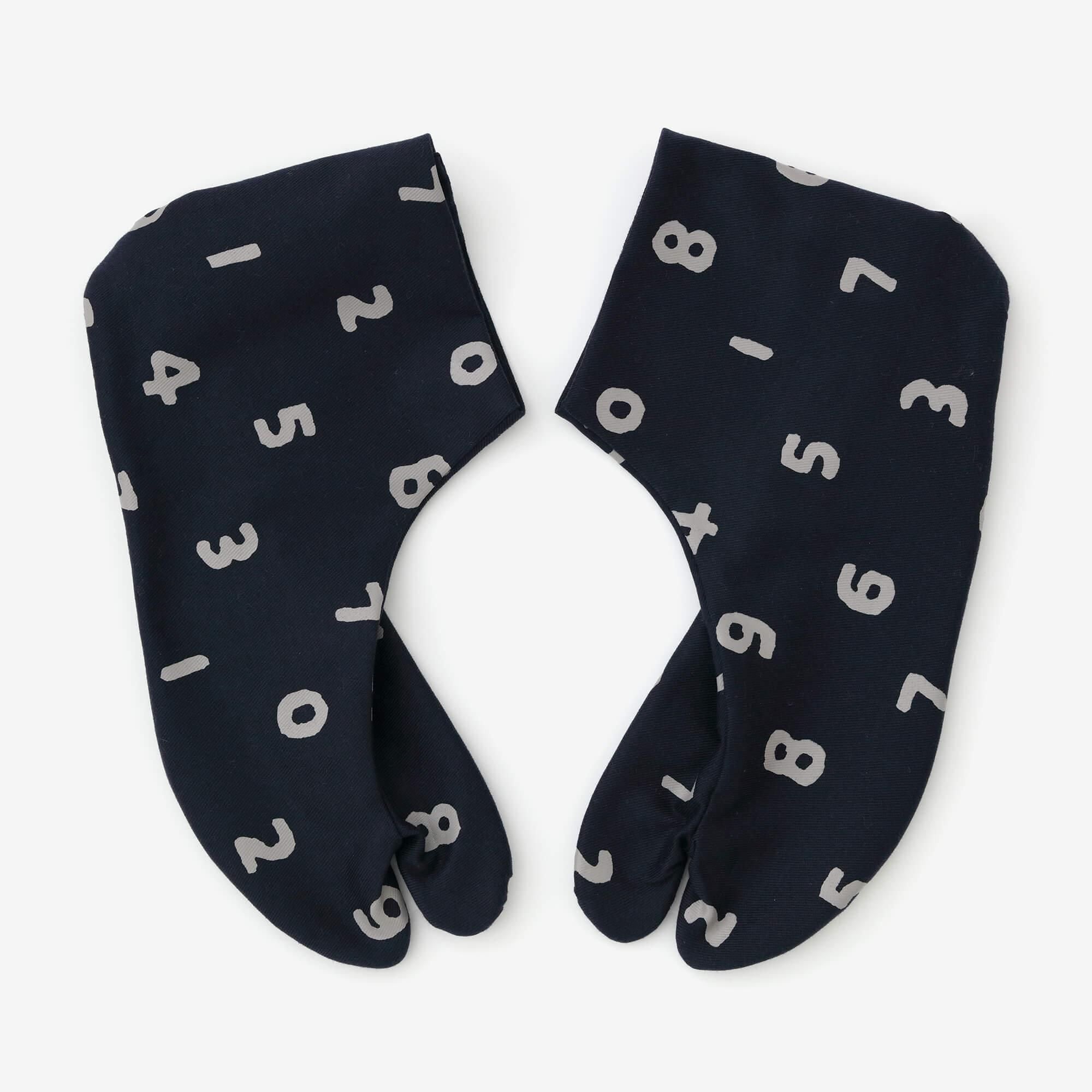 彈性絲光卡其布 室內分趾足袋襪／SO-SU-U十數 藍黑色