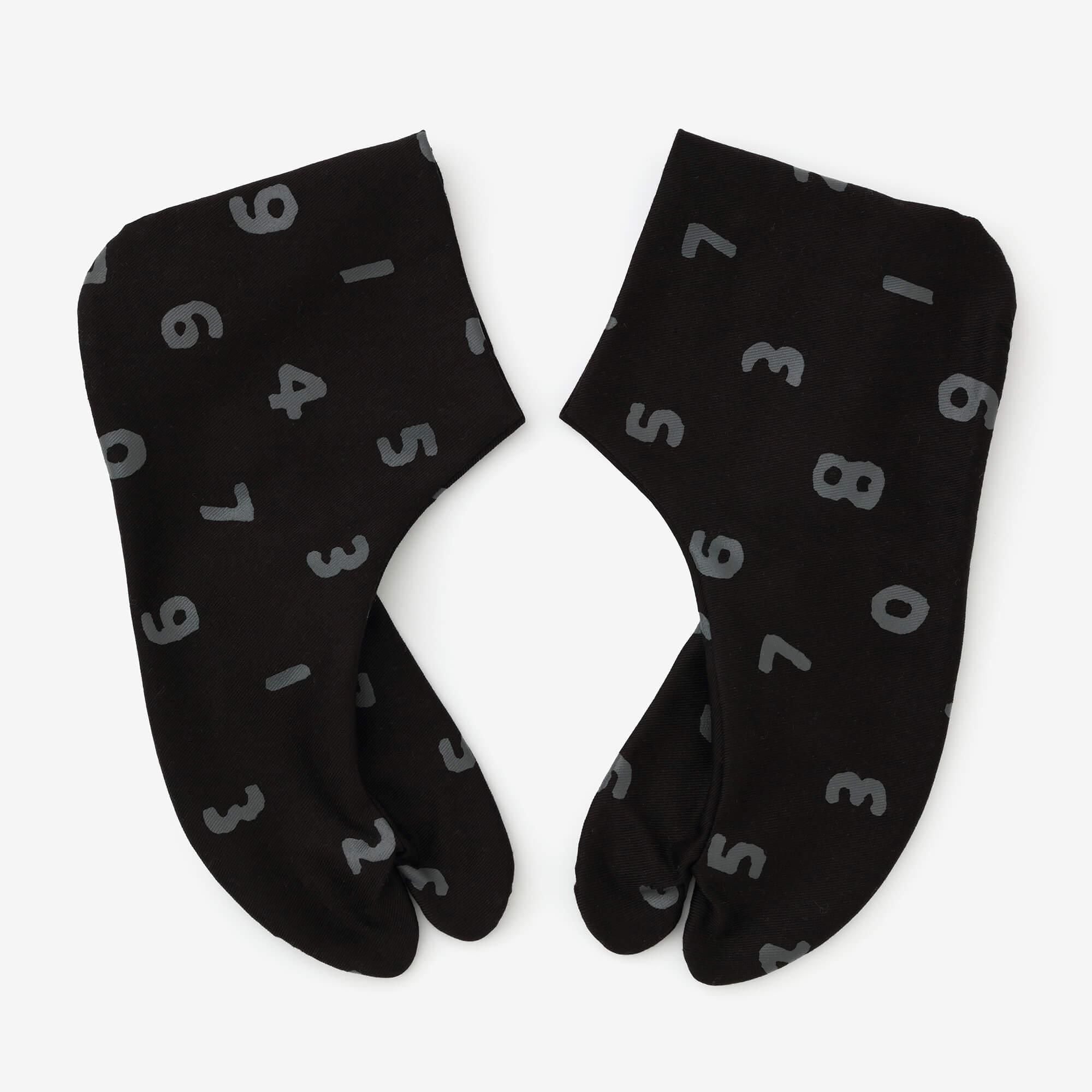 彈性絲光卡其布 室內分趾足袋襪／SO-SU-U十數 黑色