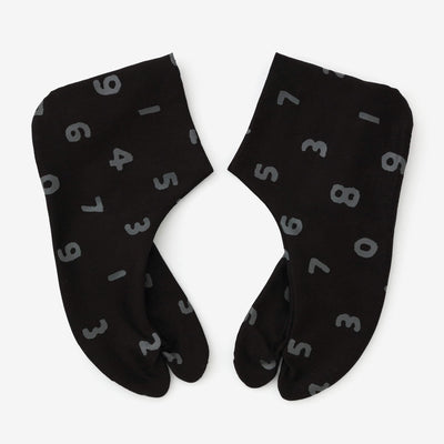 彈性絲光卡其布 室內分趾足袋襪／SO-SU-U十數 黑色