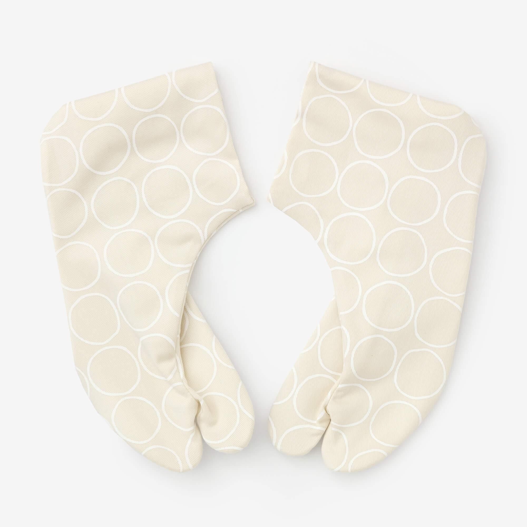 彈性絲光卡其布 室內分趾足袋襪／排圈圈 米白色