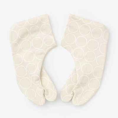 彈性絲光卡其布 室內分趾足袋襪／排圈圈 米白色