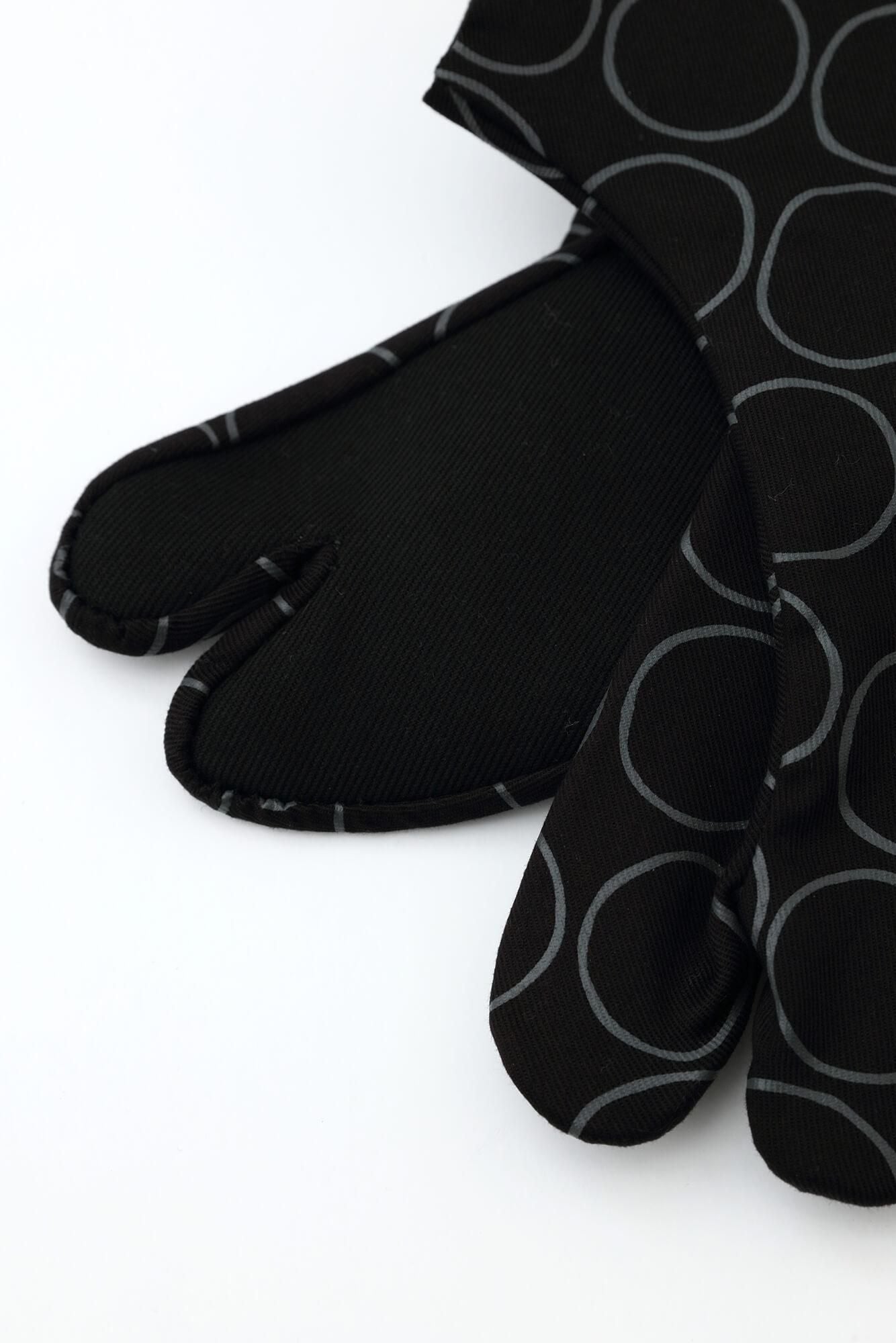 Stretch Chino Cloth Tabi Socks for Tatami Room／Circles Black
