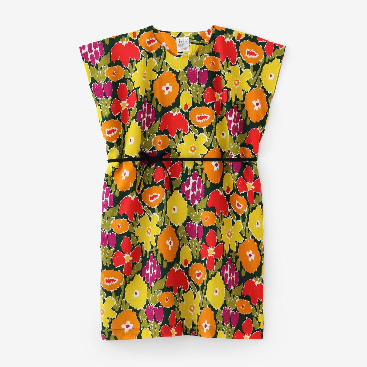 sousou ソウソウ　モスリン長方形衣 ワンピース　ほほえみ　花柄　貫頭衣 sousou モスリン 長方形衣 sousou ソウソウ モスリン長方形衣