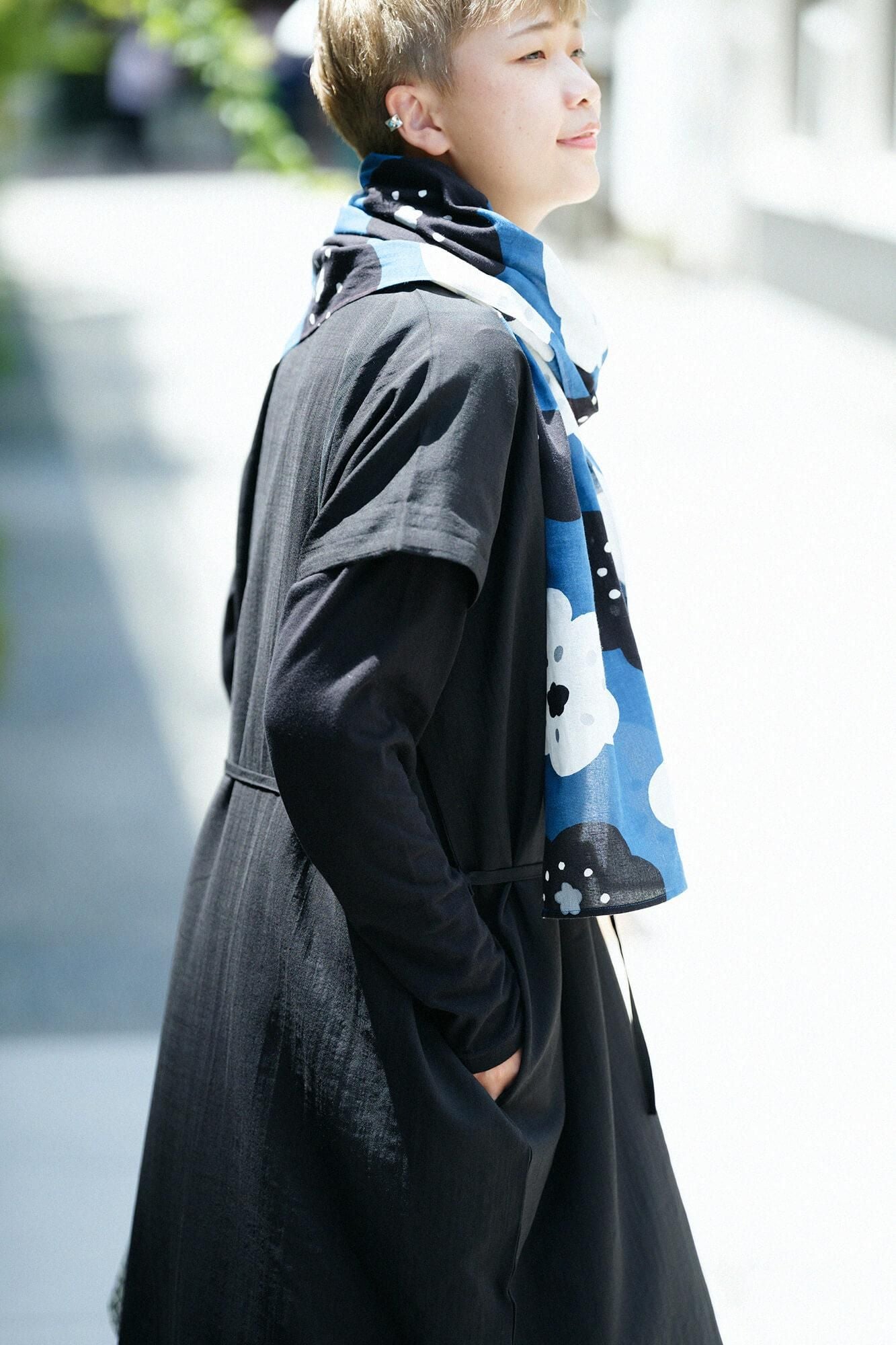 伊勢木棉 圍巾／微笑 淺藍色