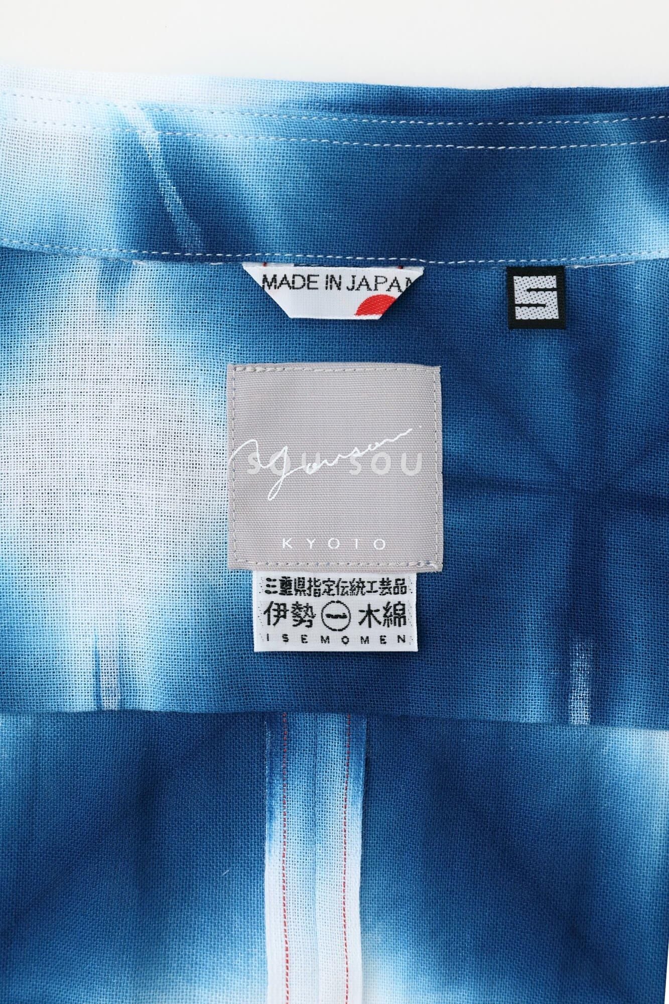 【net限定】伊勢木綿 有松鳴海絞り 半袖シャツ／張正 雪花5