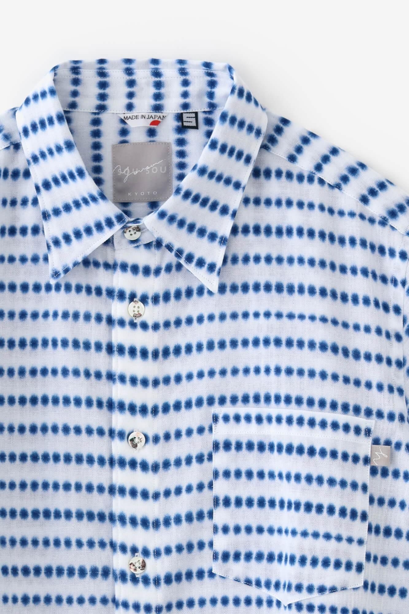 【net限定】知多木綿 有松鳴海絞り 半袖シャツ／張正 豆絞り