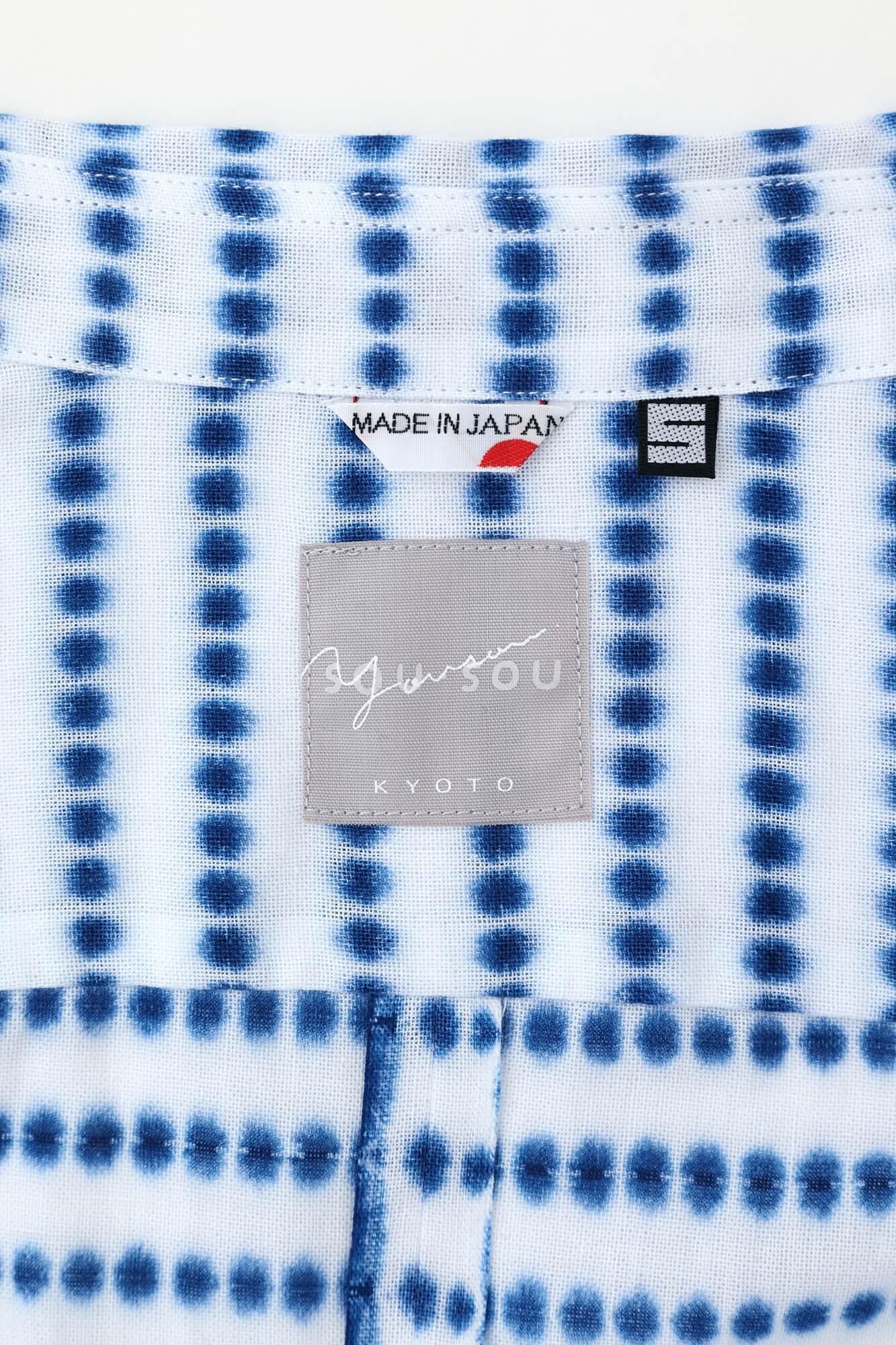 net限定】知多木綿 有松鳴海絞り 半袖シャツ／張正 豆絞り