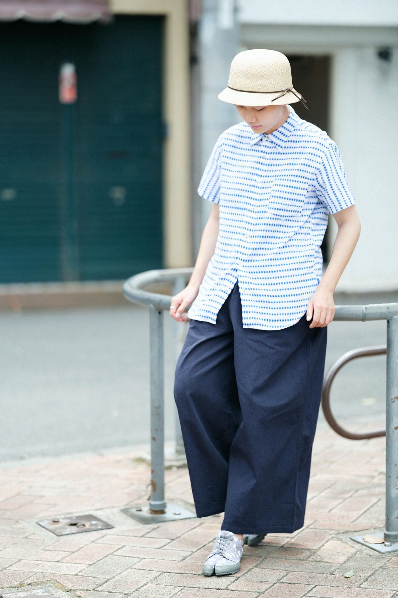 【net限定】知多木綿 有松鳴海絞り 半袖シャツ／張正 豆絞り