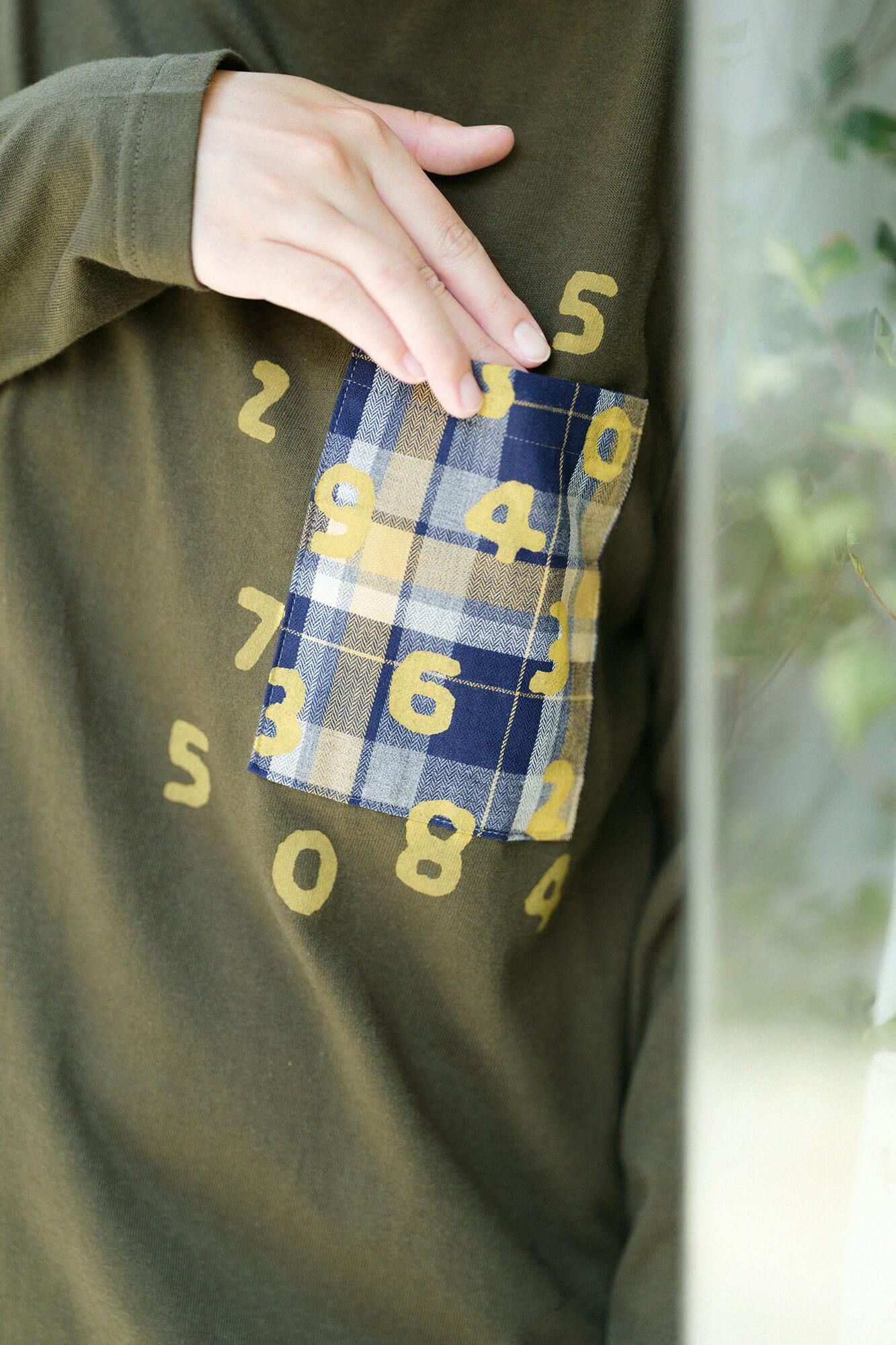 긴 소매 포켓 T셔츠[5.6]/다크 올리브 xSO-SU-U콘